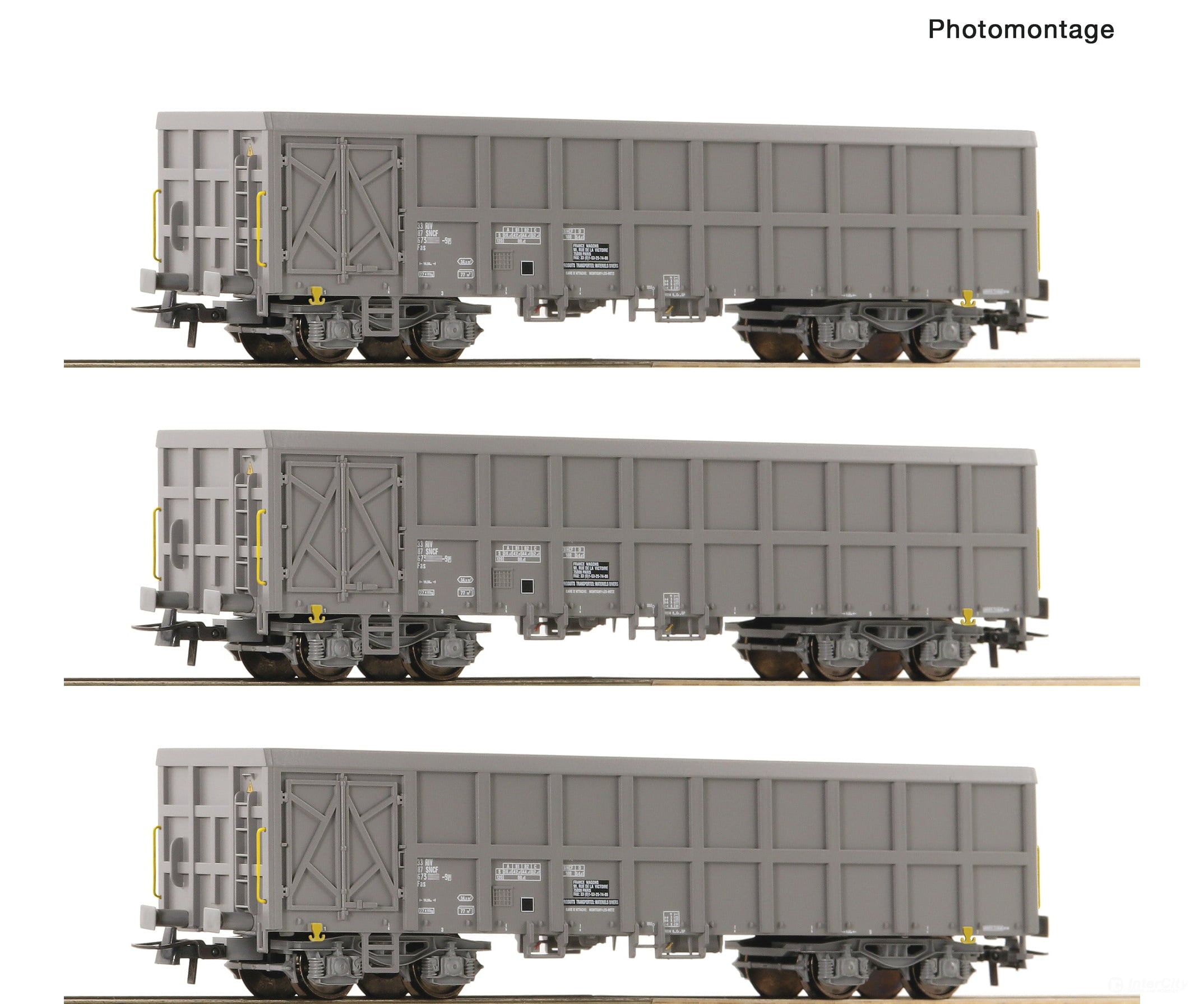 Roco 6600203 Ho 3 Piece Set: Open Goods Wagons Sncf European Freight Cars