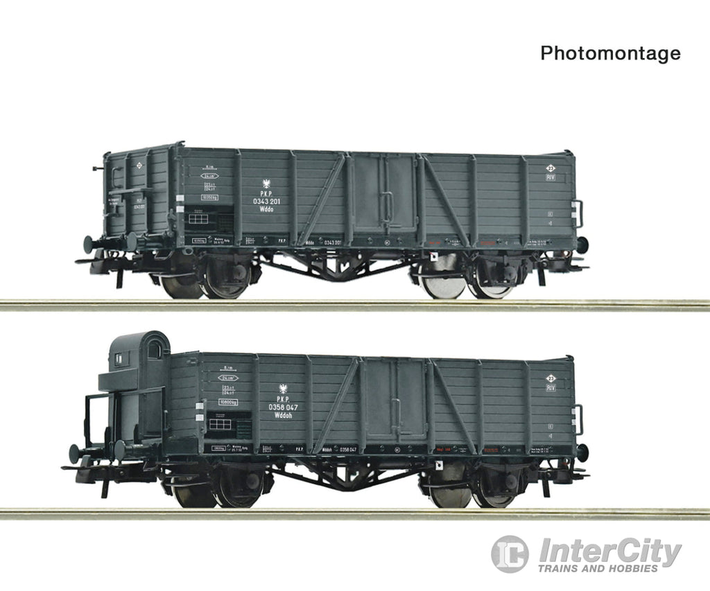 Roco 6600216 HO 2 piece set: Open goods wagons PKP European Passenger Cars