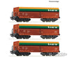 Roco 6600218 HO 3 piece set: Self-unloading hopper wagons PMT European Passenger Cars