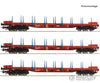 Roco 6600219 HO 3 piece set: Stake wagons RCW European Freight Cars