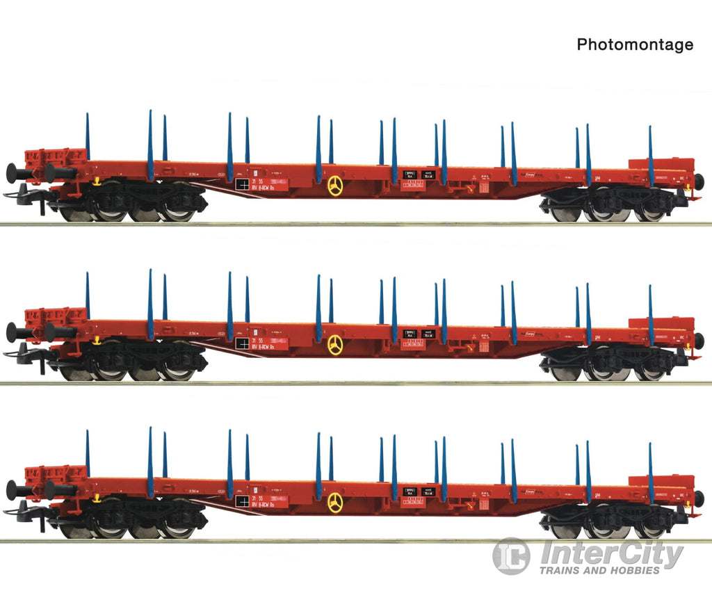 Roco 6600219 HO 3 piece set: Stake wagons RCW European Freight Cars