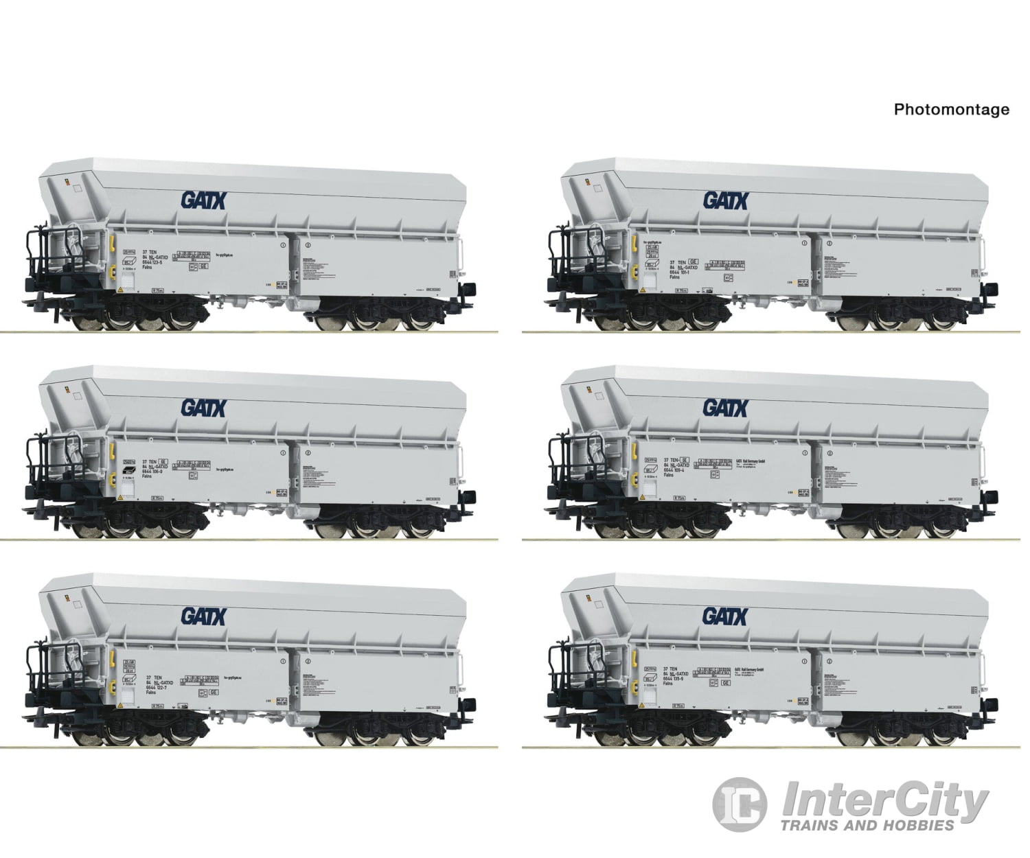 Roco 6600220 HO 6 piece set: Self-unloading hopper wagons GATX European Freight Cars