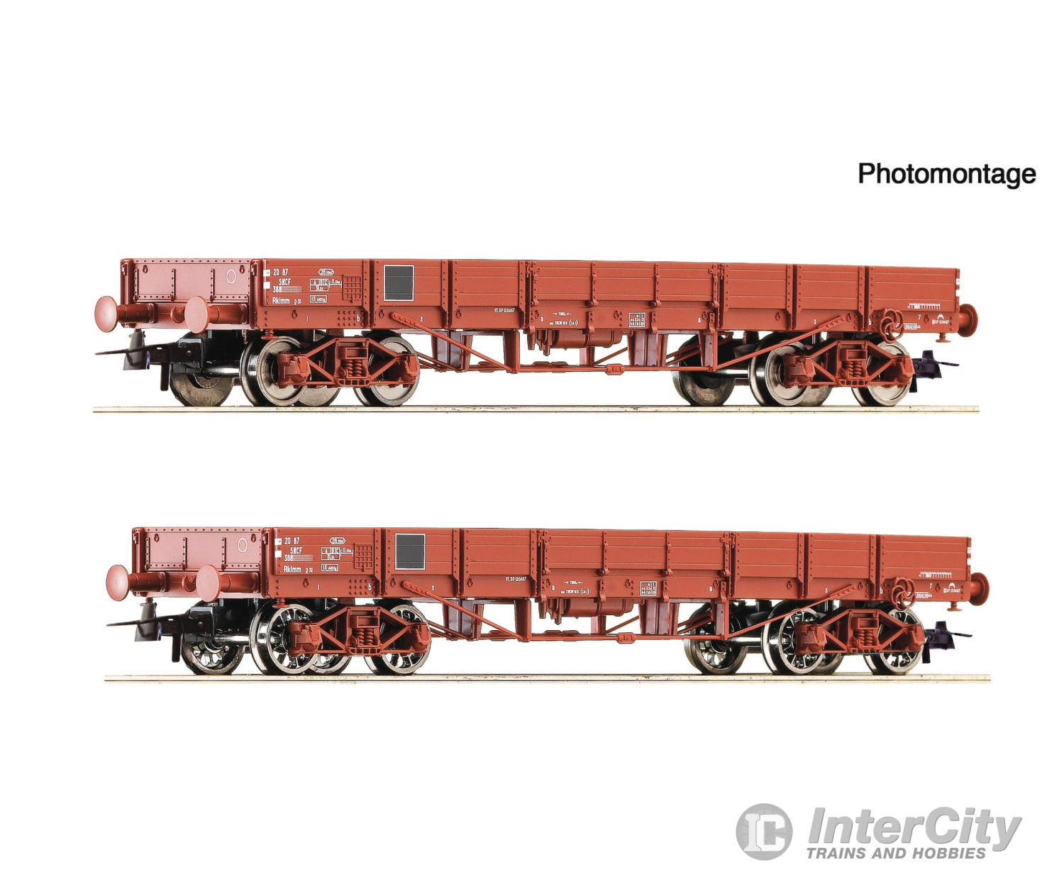 Roco 6600224 HO 2 piece set: Low side wagons SNCF European Freight Cars