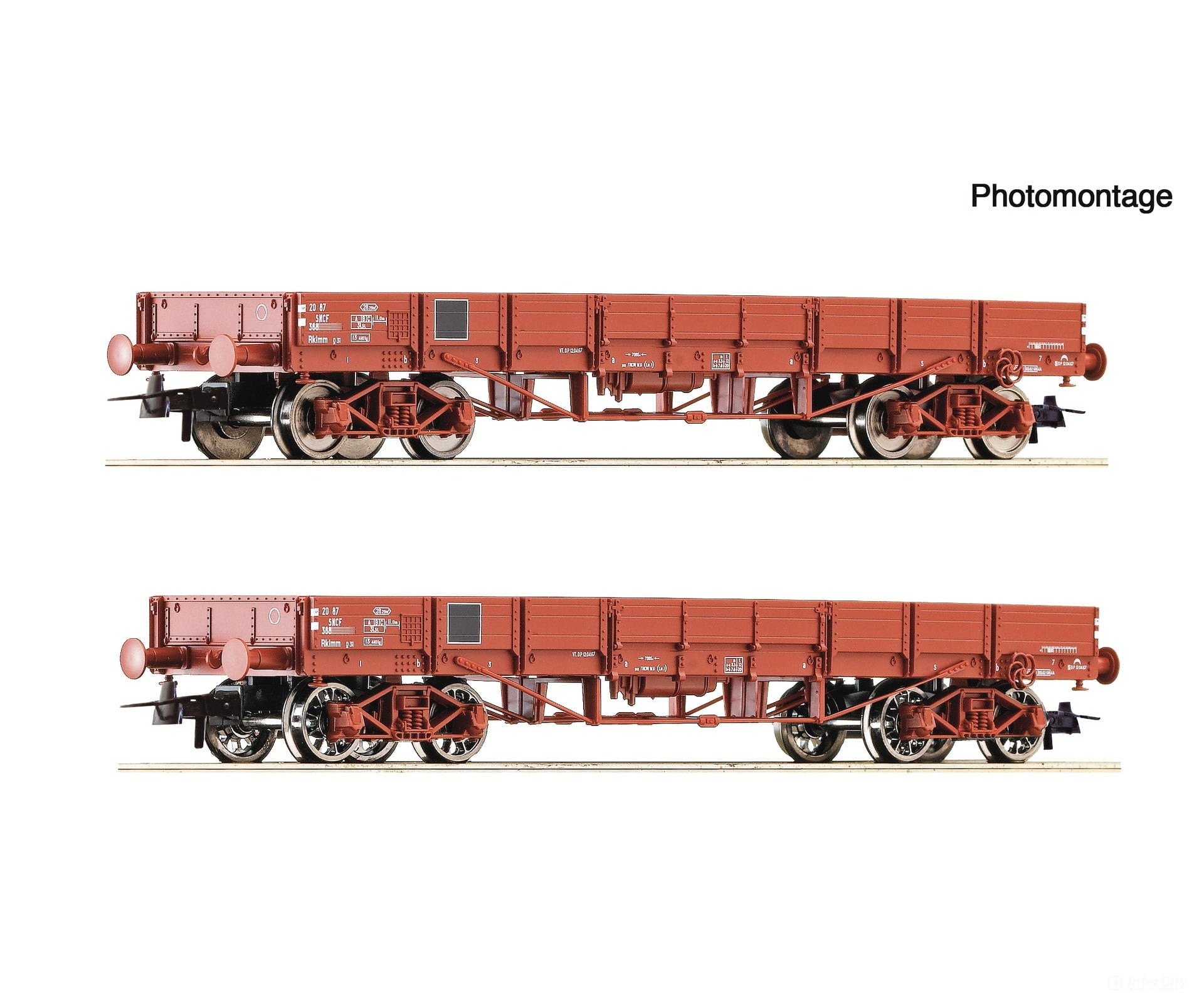 Roco 6600224 HO 2 piece set: Low side wagons SNCF European Freight Cars