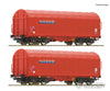 Roco 6600226 HO 2 piece set: Sliding tarpaulin wagons NACCO European Freight Cars