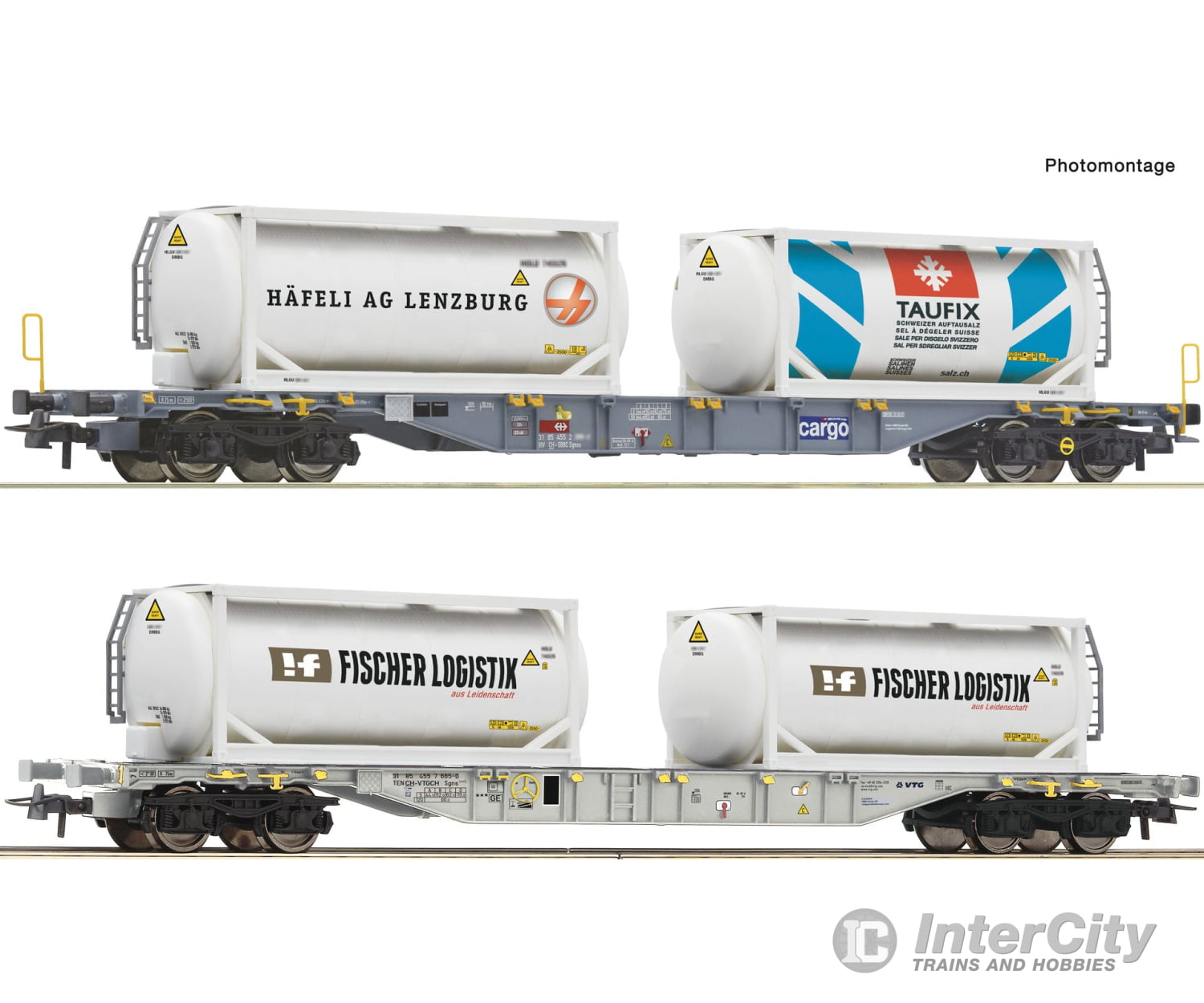 Roco 6600231 HO 2 piece set: Container carrrier wagons SBB Cargo/VTG European Freight Cars