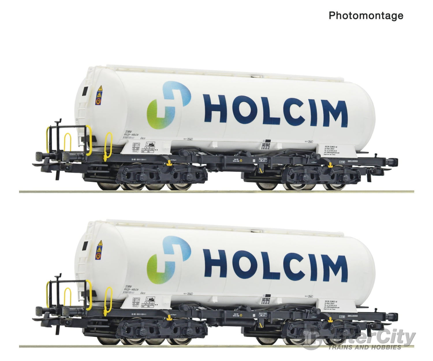 Roco 6600233 HO 2 piece set: Silo wagons Holcim European Freight Cars