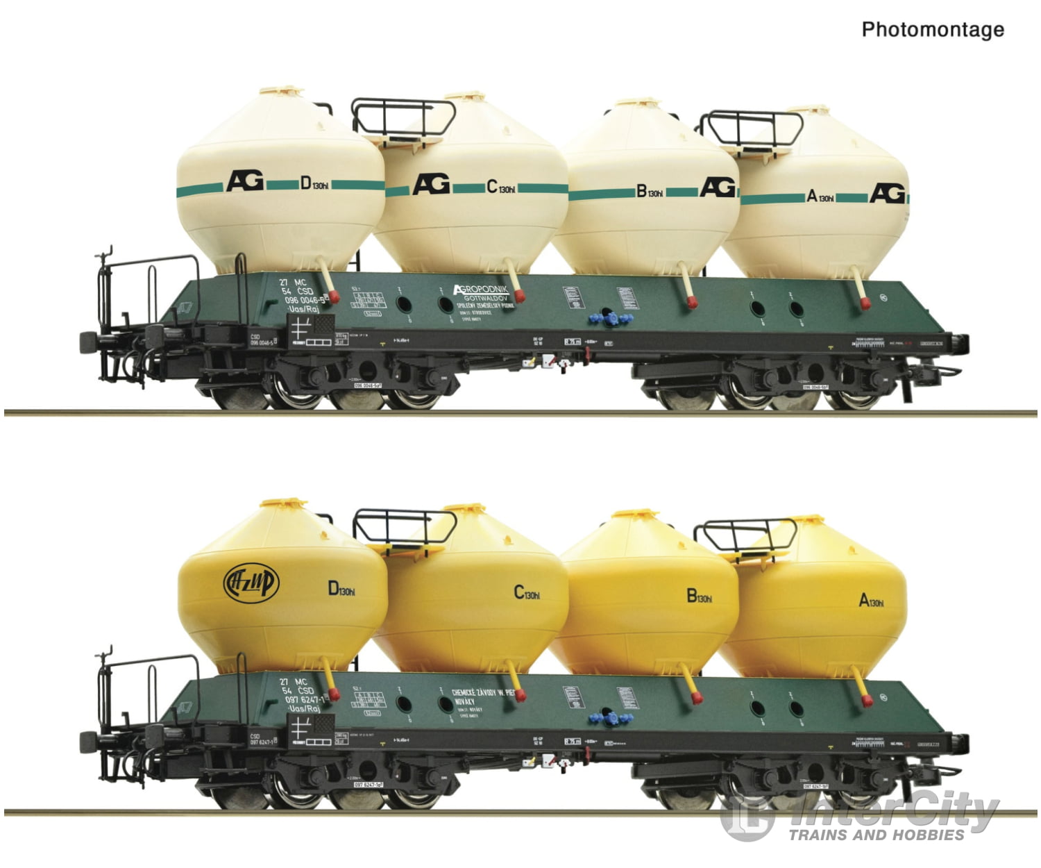 Roco 6600236 HO 2 piece set: Silo wagons CSD European Freight Cars