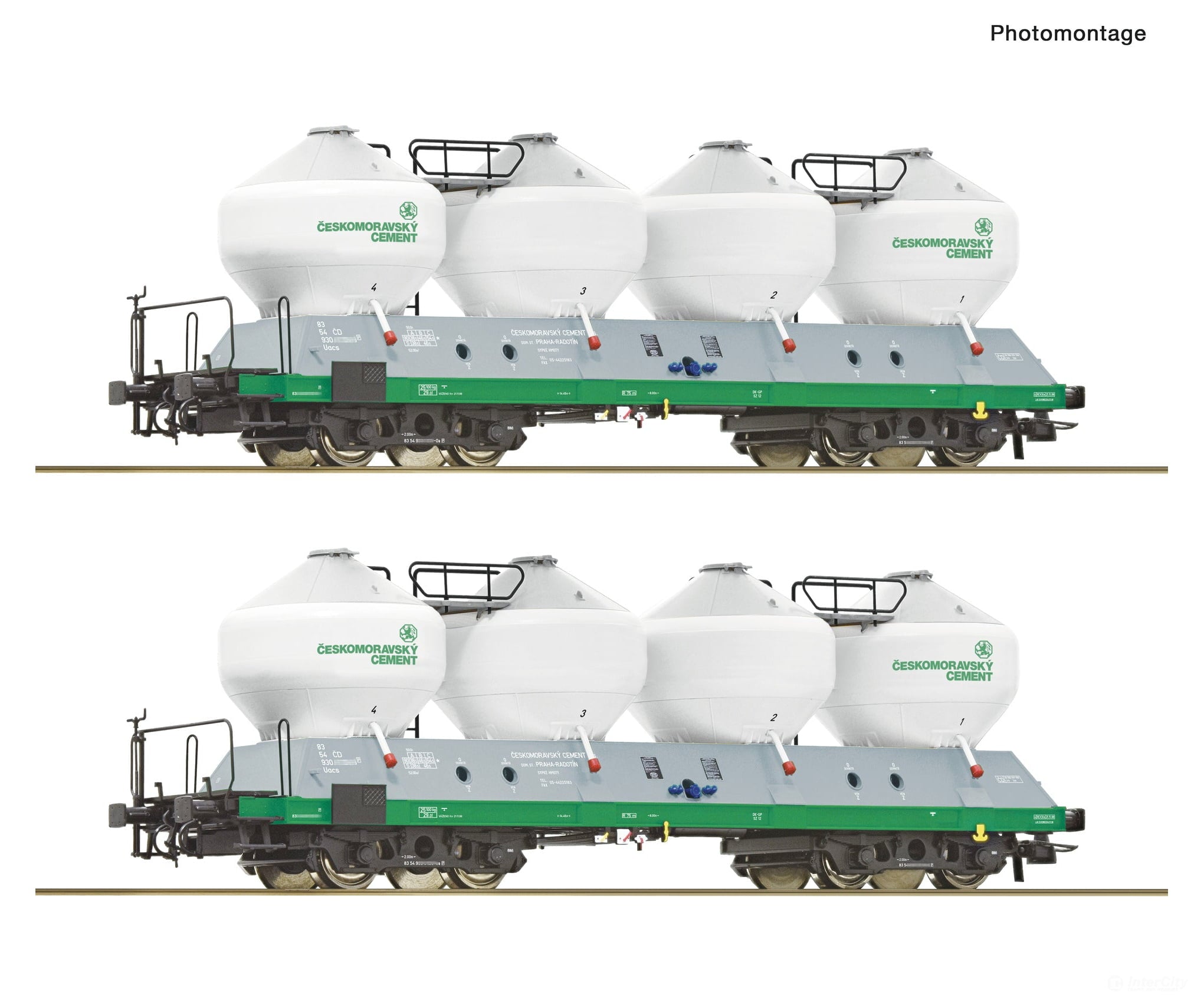 Roco 6600237 HO 2 piece set: Silo wagons CD European Freight Cars