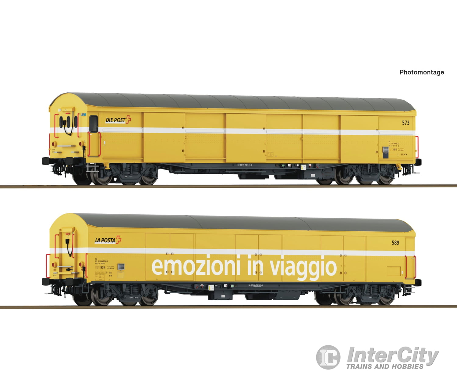 Roco 6600243 HO 2-piece set: Parcel mail wagons Wascosa European Passenger Cars