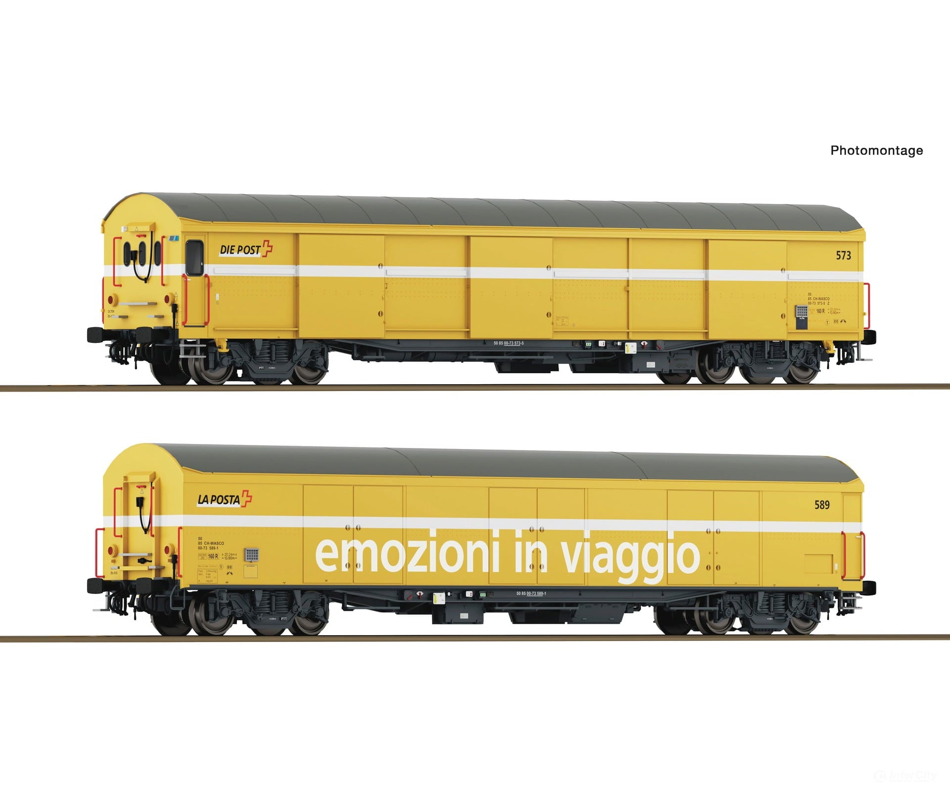 Roco 6600243 HO 2-piece set: Parcel mail wagons Wascosa European Passenger Cars