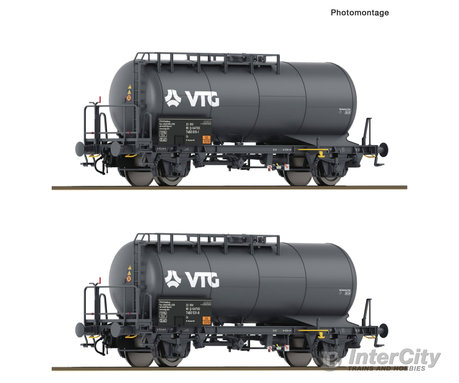 Roco 6600246 HO 2 piece set of ’VTG’ tank wagons GATX European Freight Cars