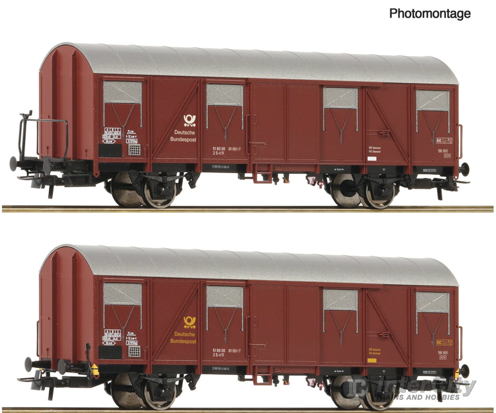 Roco 6600248 HO 2 piece set: Covered postal wagons DBP European Passenger Cars