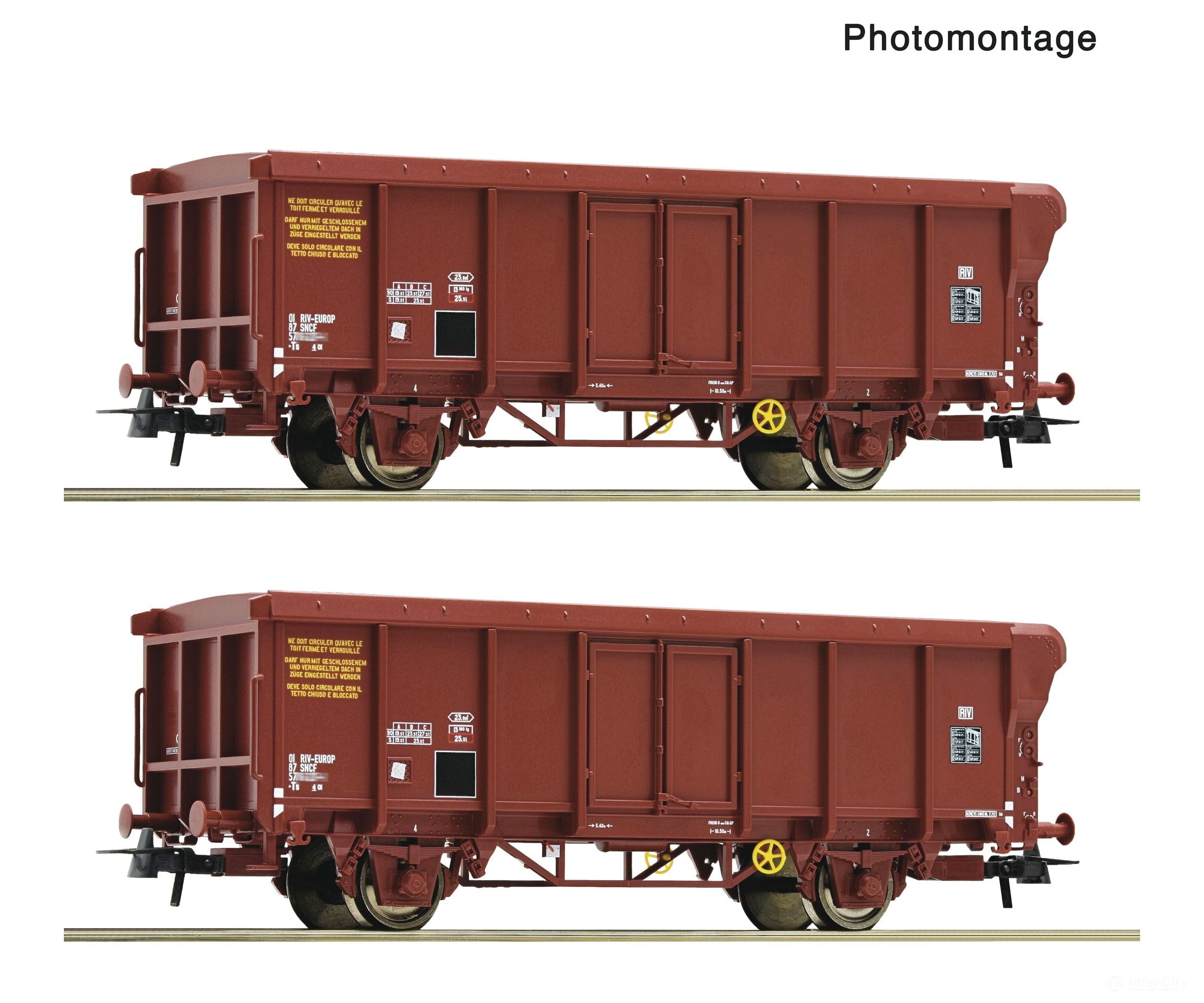Roco 6600251 HO 2 piece set: Roll-roof wagons SNCF European Freight Cars