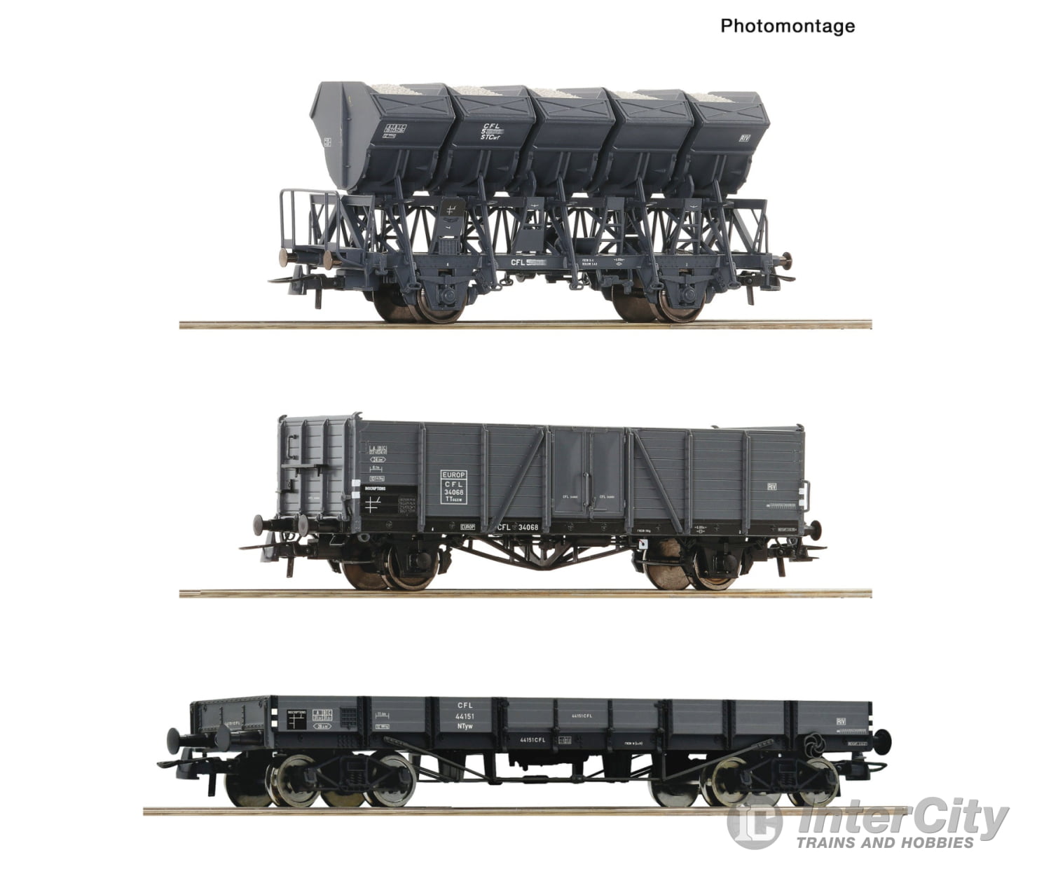 Roco 6600258 HO 3 piece set: Goods train CFL European Freight Cars