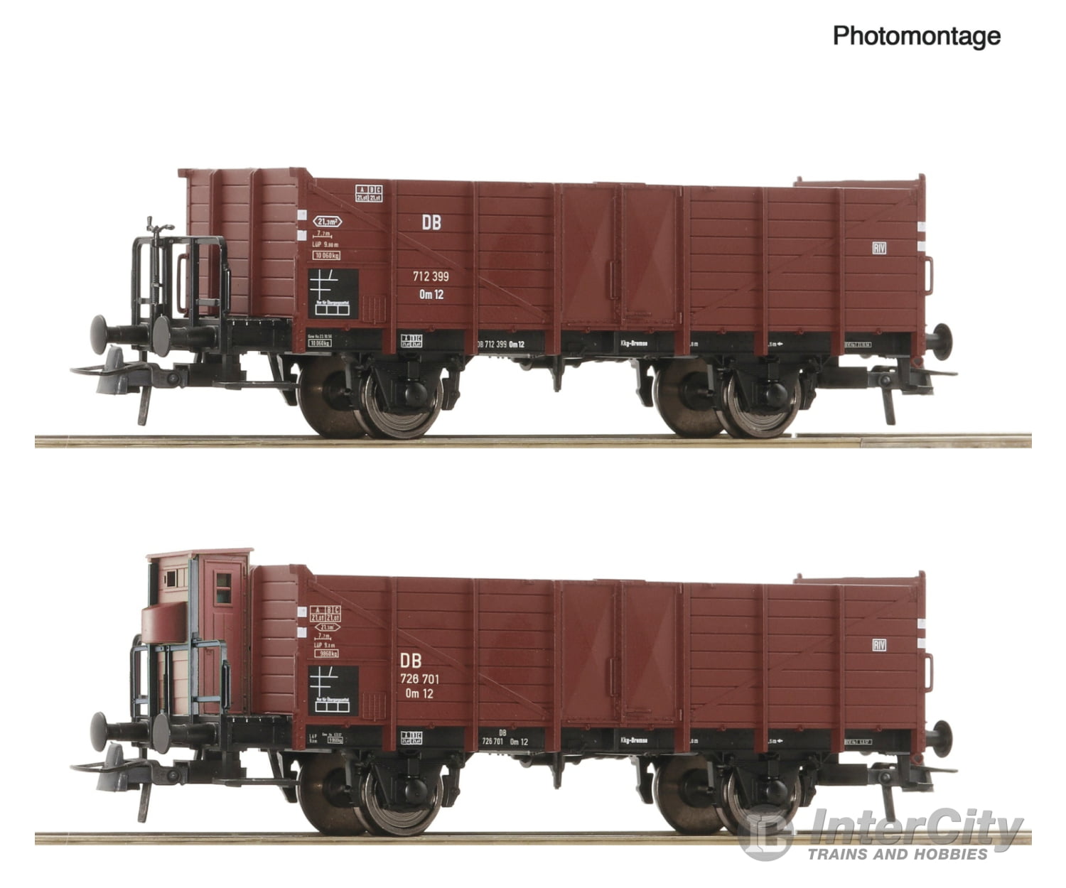 Roco 6600267 HO 2 piece set: Open goods wagons DB European Freight Cars