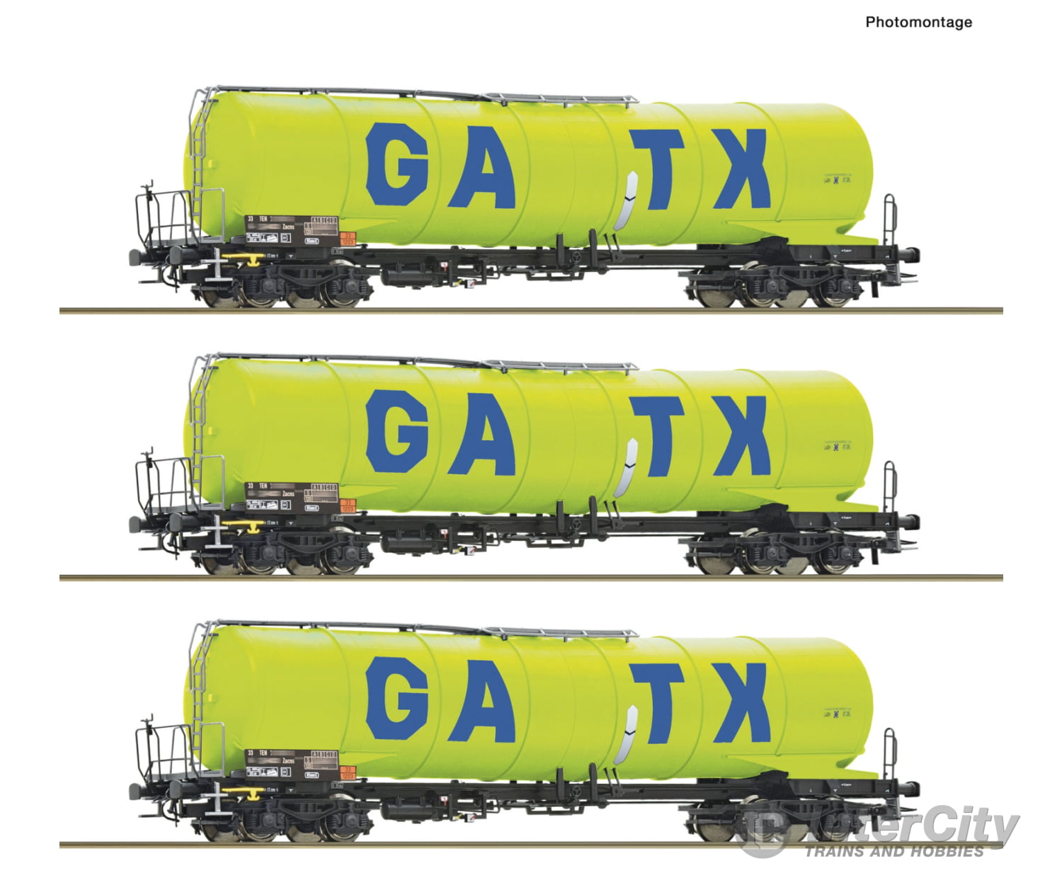 Roco 6600277 HO 3 piece set: Tank wagons GATX European Freight Cars