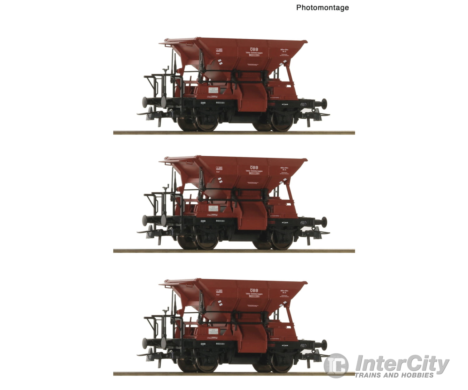 Roco 6600283 HO 3 piece set: Talbot ballast hopper wagons ÖBB European Freight Cars