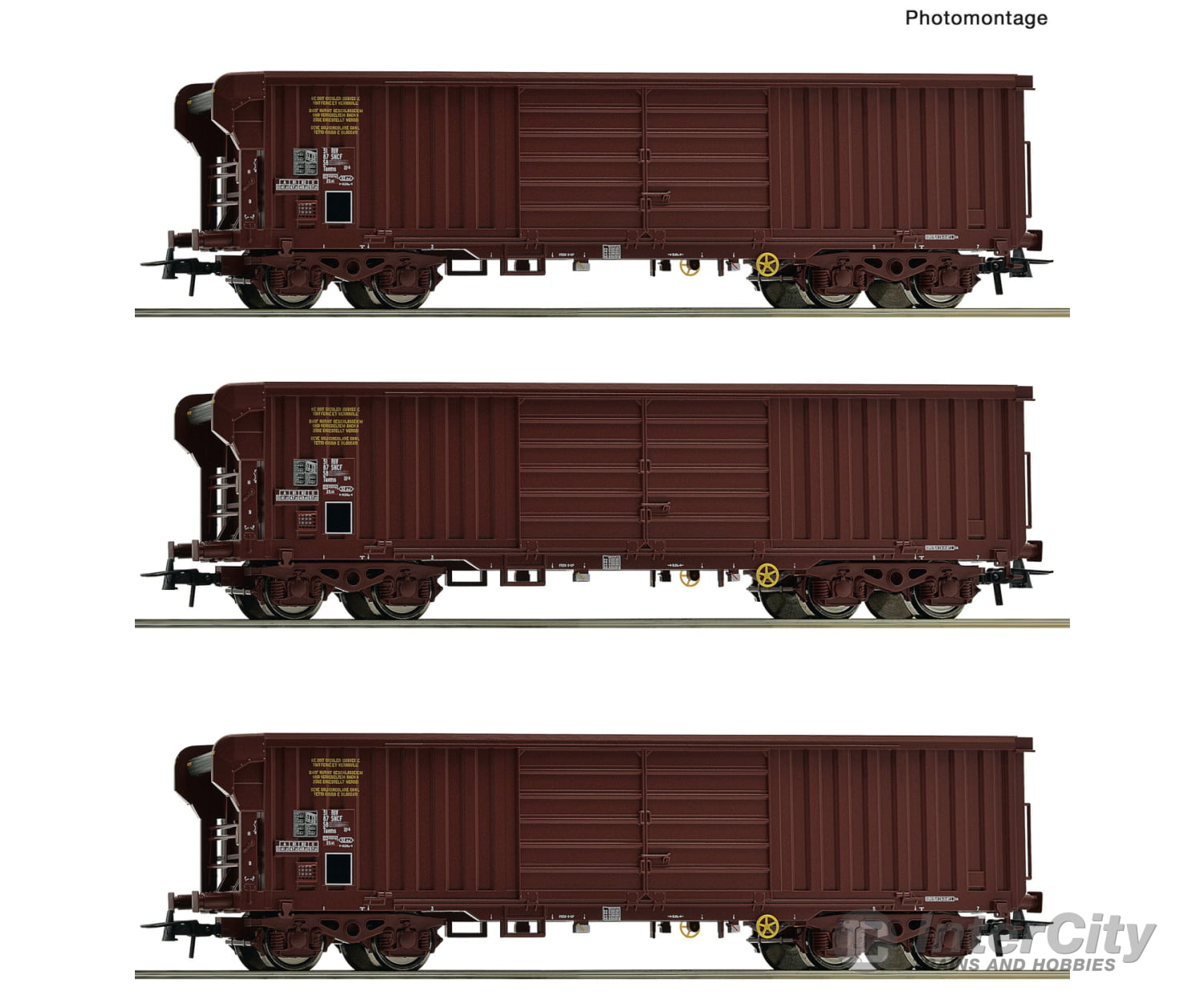 Roco 6600285 HO 3 piece set: Roll-roof wagons SNCF European Freight Cars