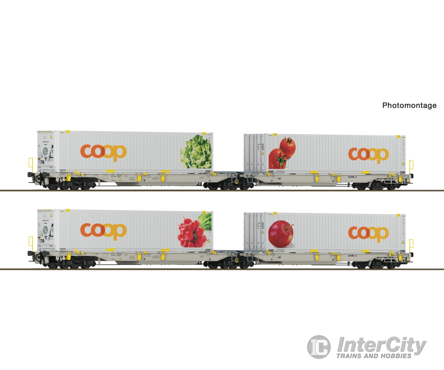 Roco 6600322 HO 2-piece set 1: Articulated double-pocket wagon T2000 European Freight Cars