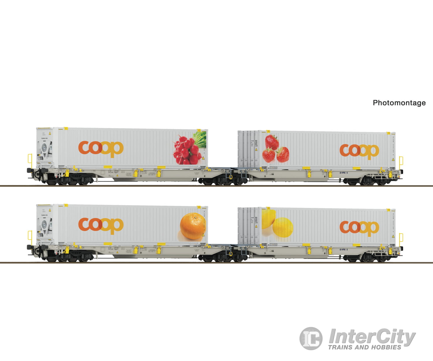 Roco 6600323 HO 2-piece set 2: Articulated double-pocket wagon T2000 European Freight Cars