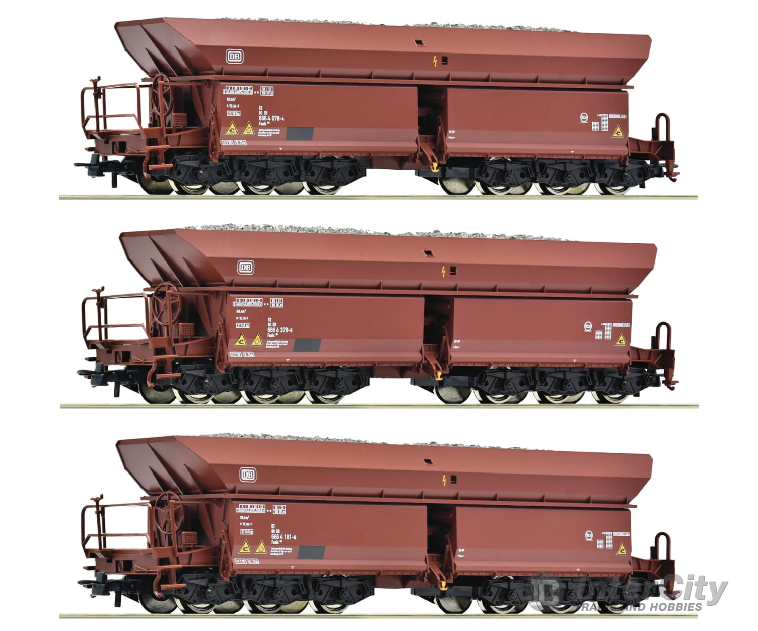 Roco 77030 HO 3 piece set (1): Ore wagons DB European Passenger Cars