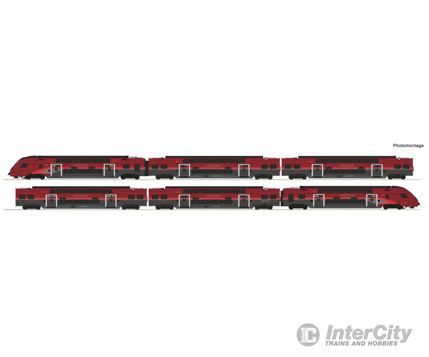 Roco 7710039 HO 6 piece set: Railjet-double-deck multiple unit train class 4706 ÖBB European Locomotives