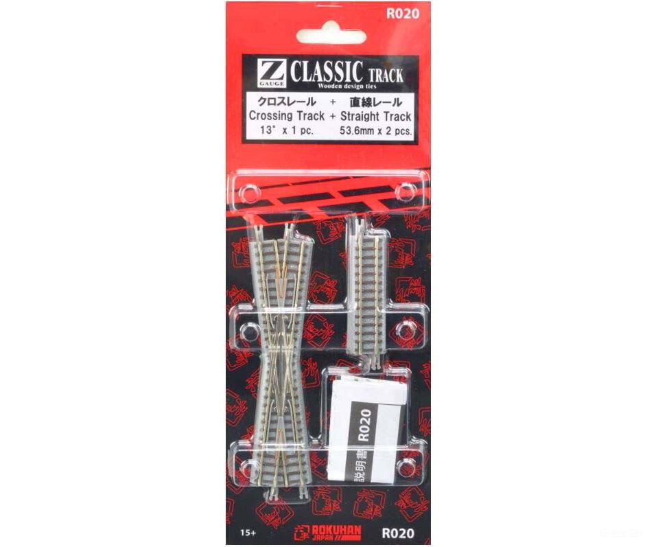 Rokuhan Z R020 13 Degree crossing track with 2x 53.6mm straight tracks Track & Turnouts