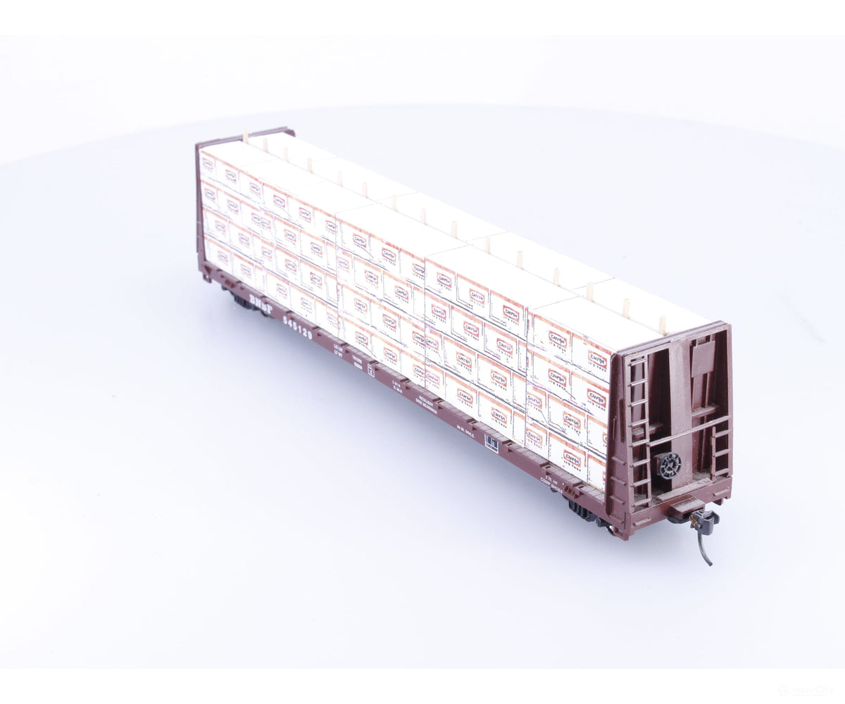 Roundhouse 1-214 HO 60’ Bulkhead Flat Car with Wood Load Burlington Northern Santa Fe (BNSF) 545129 - Freight Cars