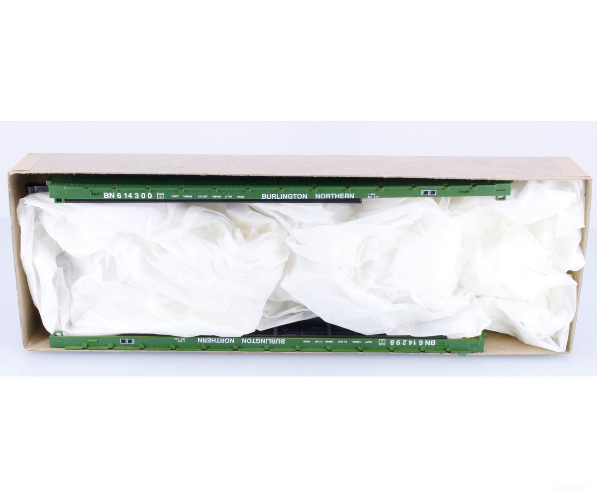 Roundhouse 12800 HO 60’ Flat Car Kit 2 Pack Burlington Northern (BN) 614300/614298 - Freight Cars