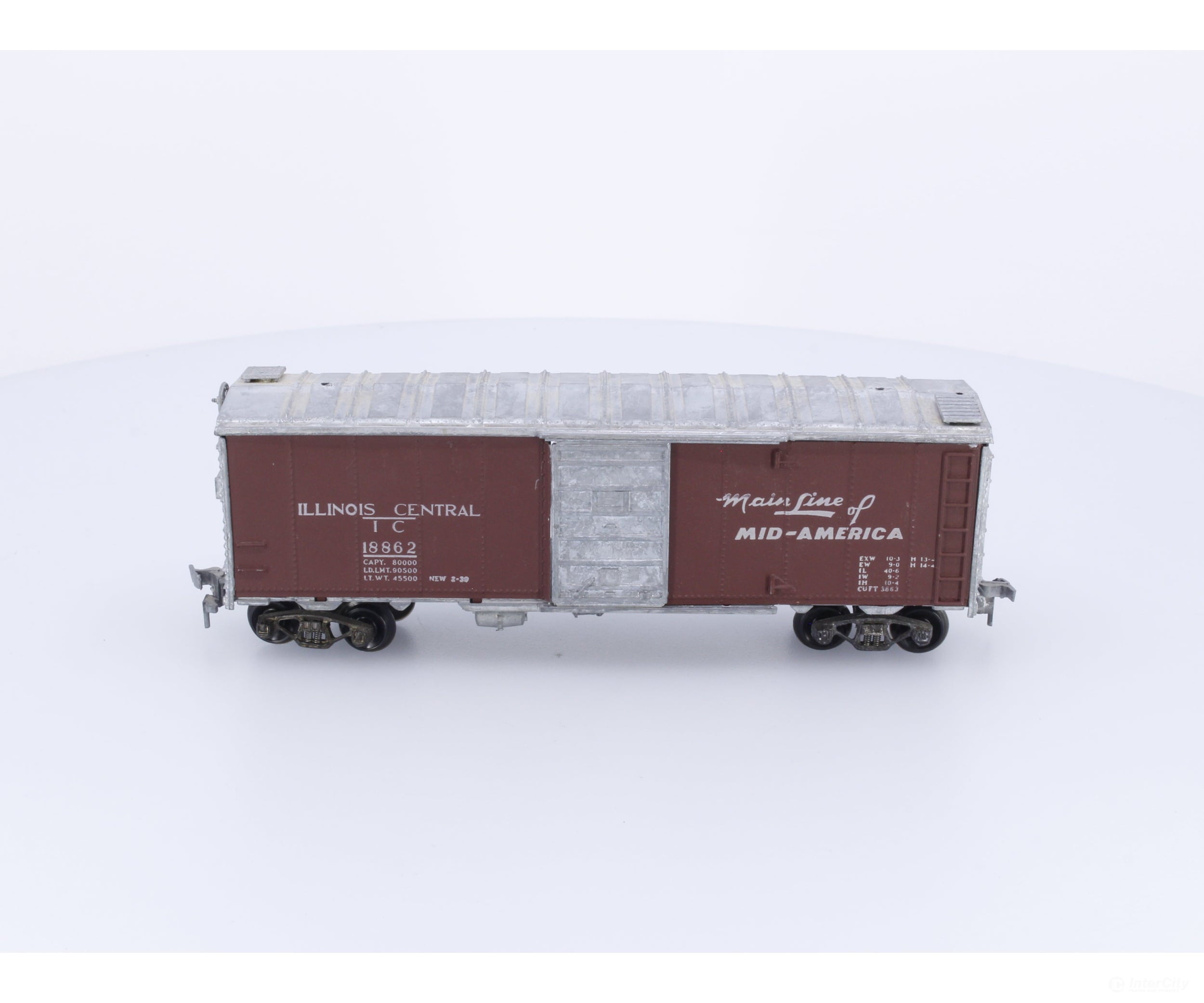 Roundhouse B103 HO 40’ Box Car Kit Illinois Central (IC) 18862 Freight Cars