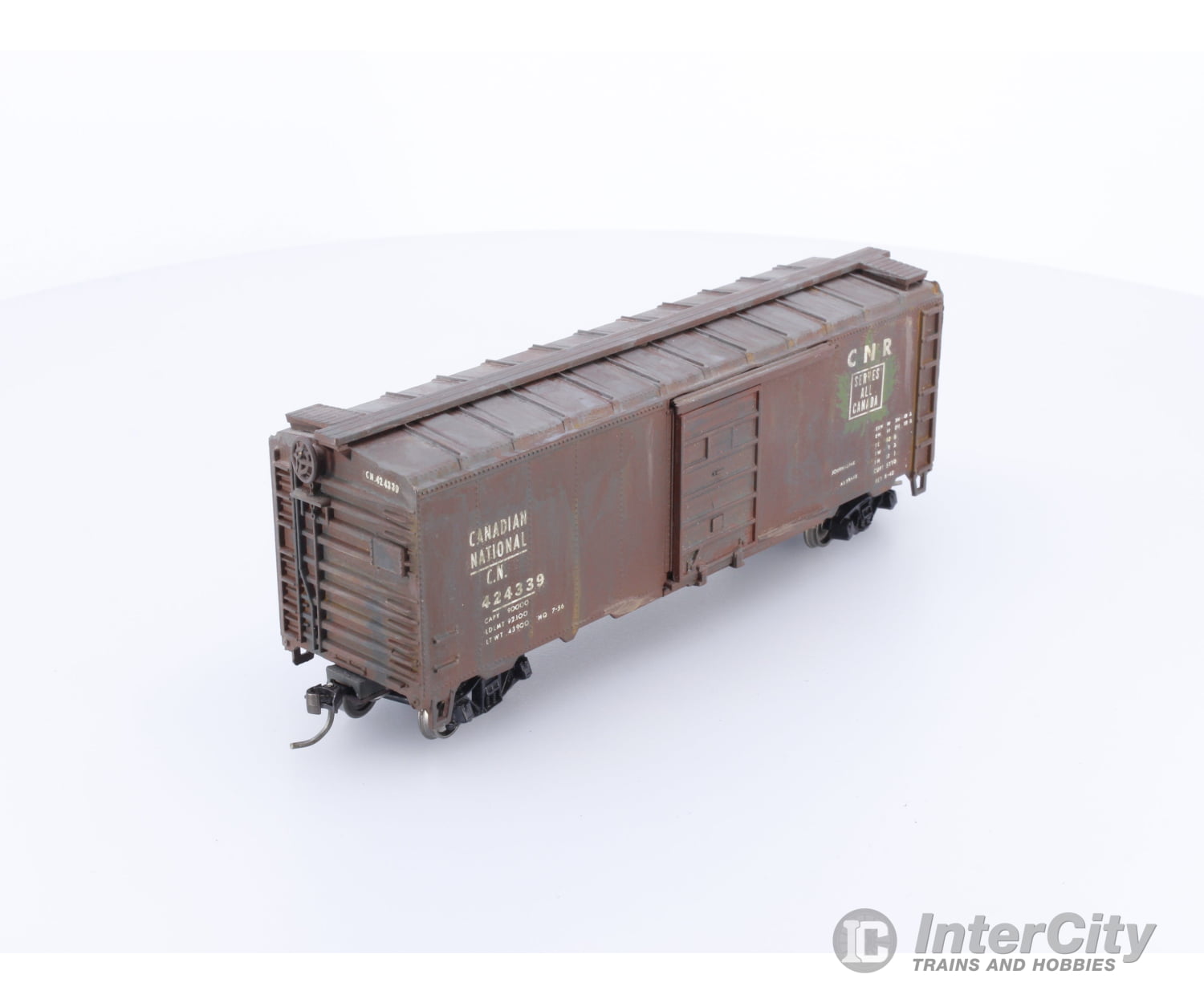 Roundhouse FB101A HO 40’ Box Car Weathered Canadian National (CN) 424339 Freight Cars