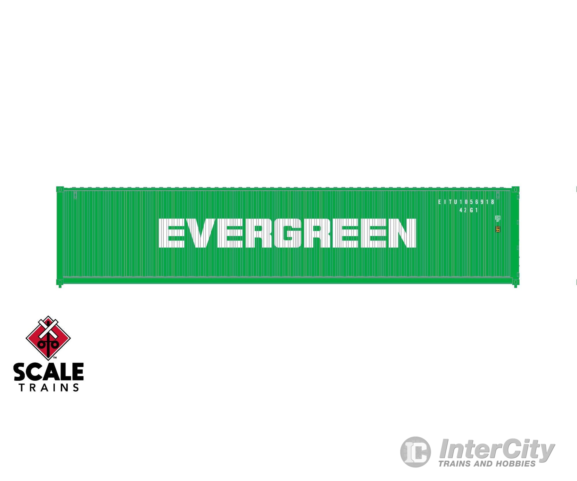 ScaleTrains SXT11864 Operator HO Scale 40’ Modern Angled Container Evergreen 1056918 (Single) Freight Loads & Containers