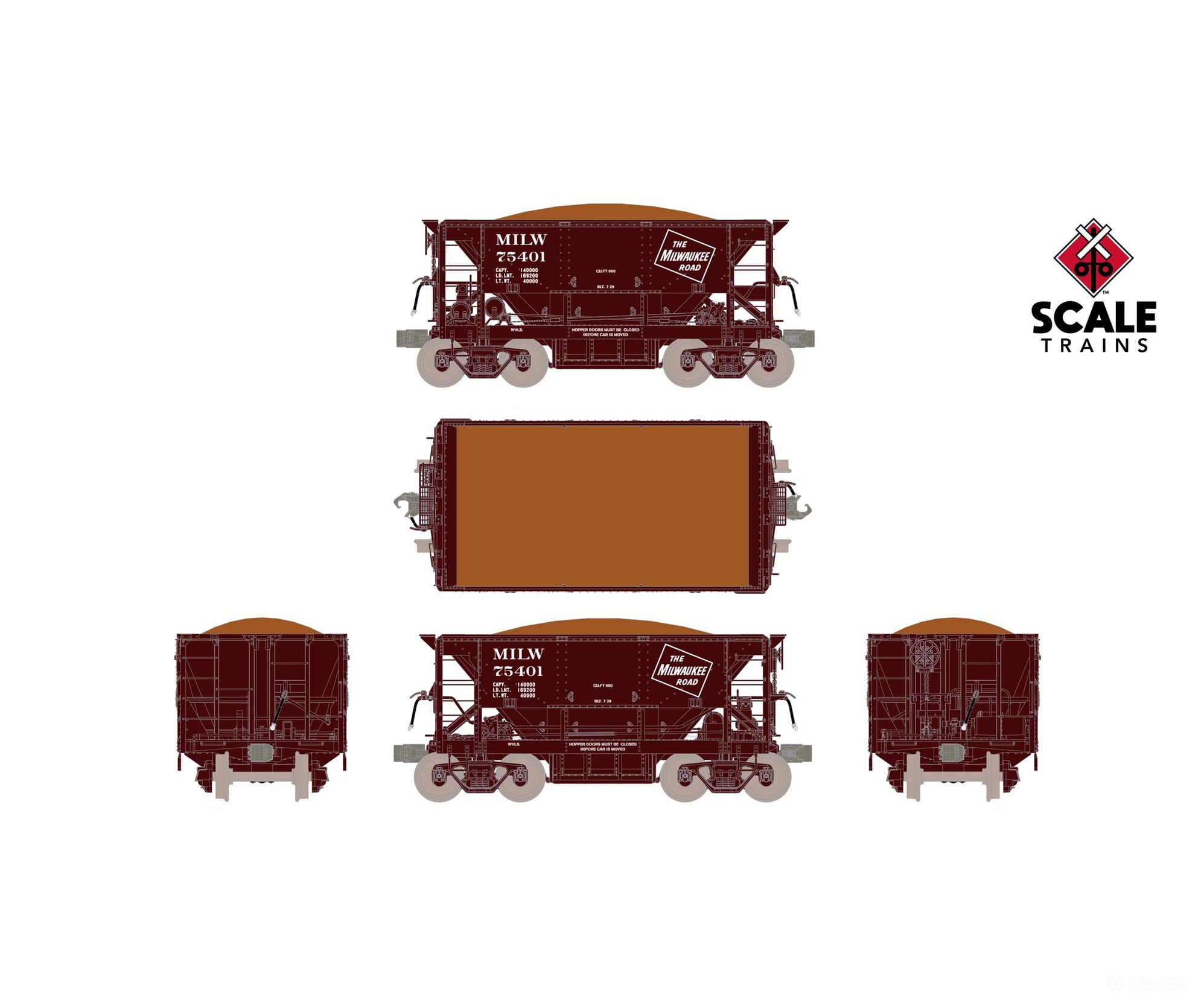 ScaleTrains SXT15238 Fox Valley Models HO Scale PSC 70-Ton Ore Car Milwaukee Road 75489 - Freight Cars