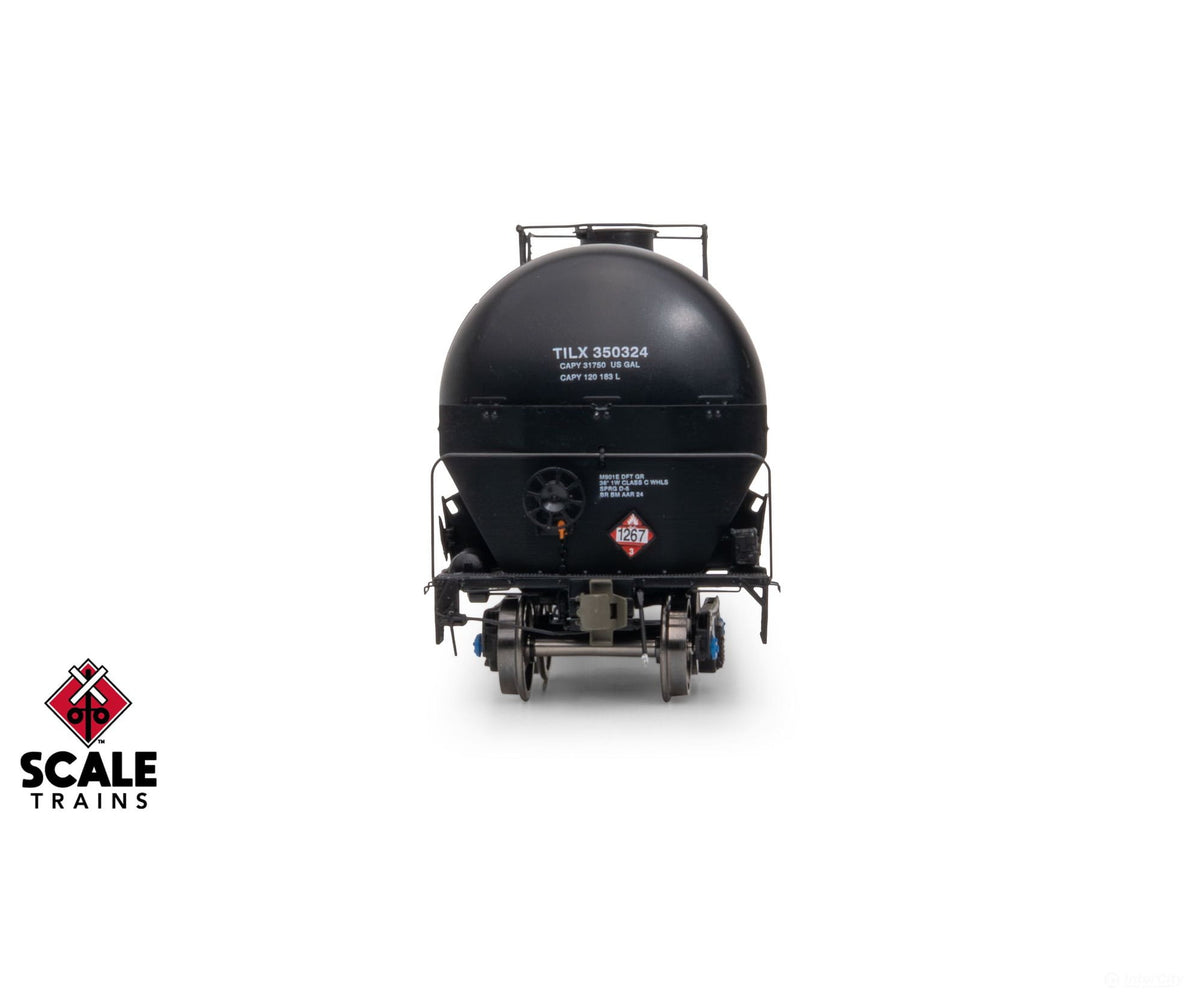 ScaleTrains SXT38227 Rivet Counter HO Scale Trinity 31K Tank Car with Head Shields Trinity Leasing/Black/Crude Oil/TILX