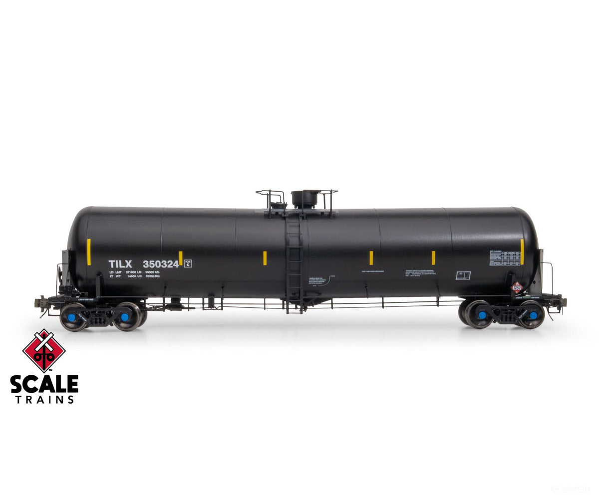 ScaleTrains SXT38227 Rivet Counter HO Scale Trinity 31K Tank Car with Head Shields Trinity Leasing/Black/Crude Oil/TILX