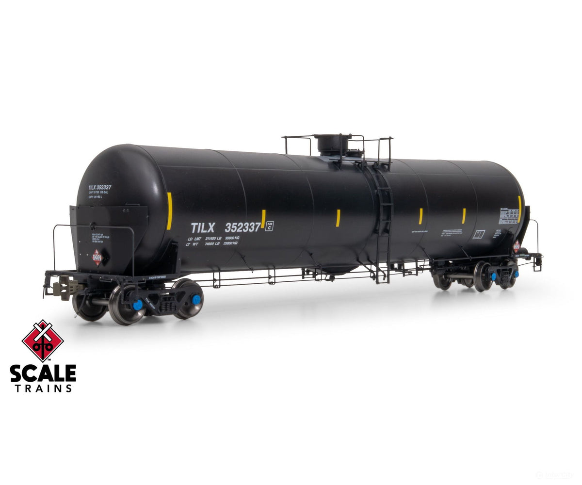 ScaleTrains SXT38236 Rivet Counter HO Scale Trinity 31K Tank Car with Head Shields Trinity Leasing/Black/Diesel