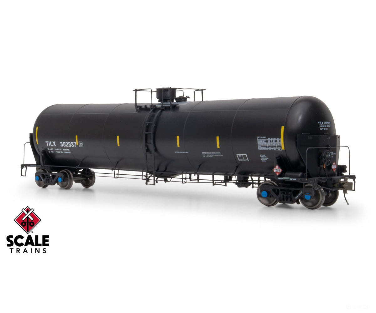 ScaleTrains SXT38238 Rivet Counter HO Scale Trinity 31K Tank Car with Head Shields Trinity Leasing/Black/Diesel