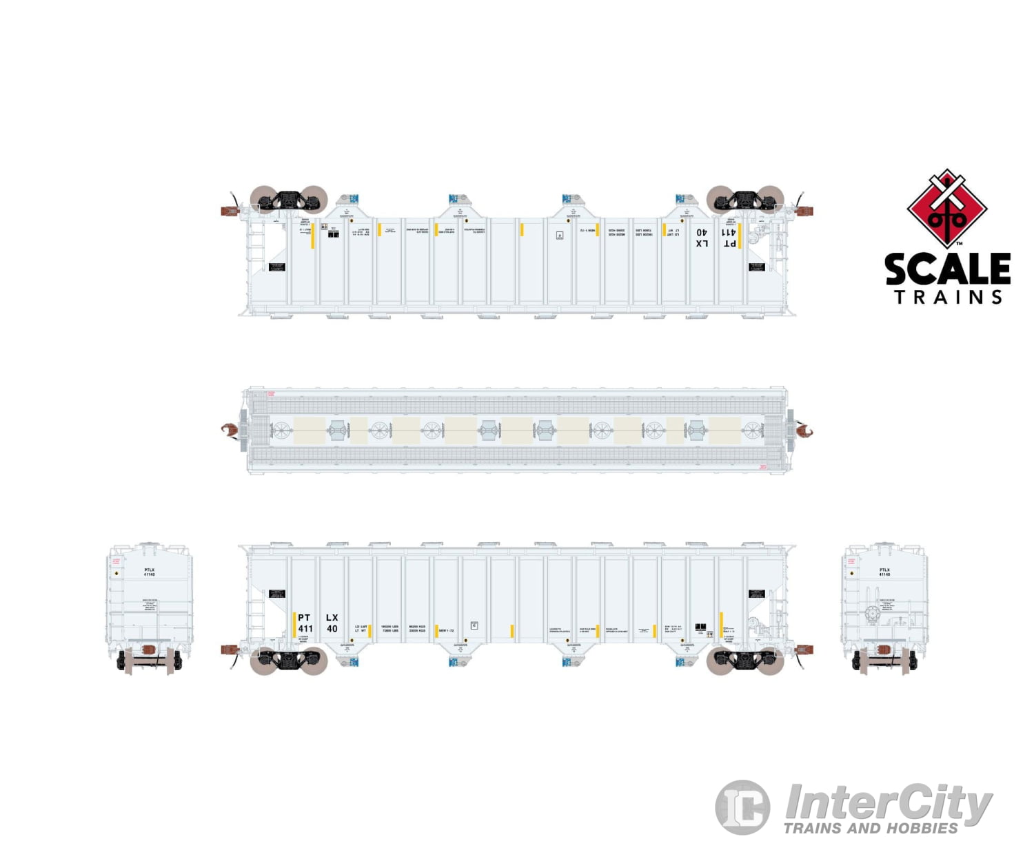 ScaleTrains SXT39446 Rivet Counter HO Scale Pullman-Standard 5820 Covered Hopper GE Rail Services/PTLX/Light