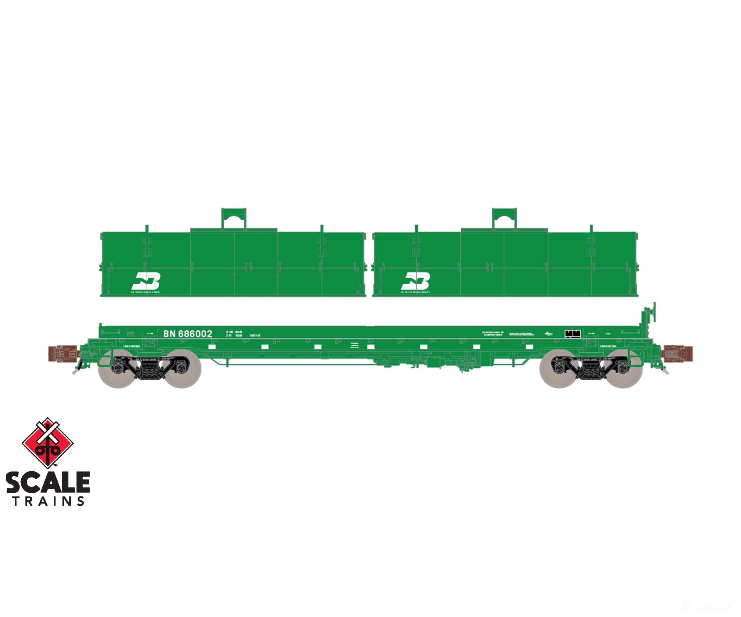 ScaleTrains SXT39465 Rivet Counter N Scale Thrall 48’ 2-Hood Coil Steel Car Burlington Northern/Cascade Green 686018