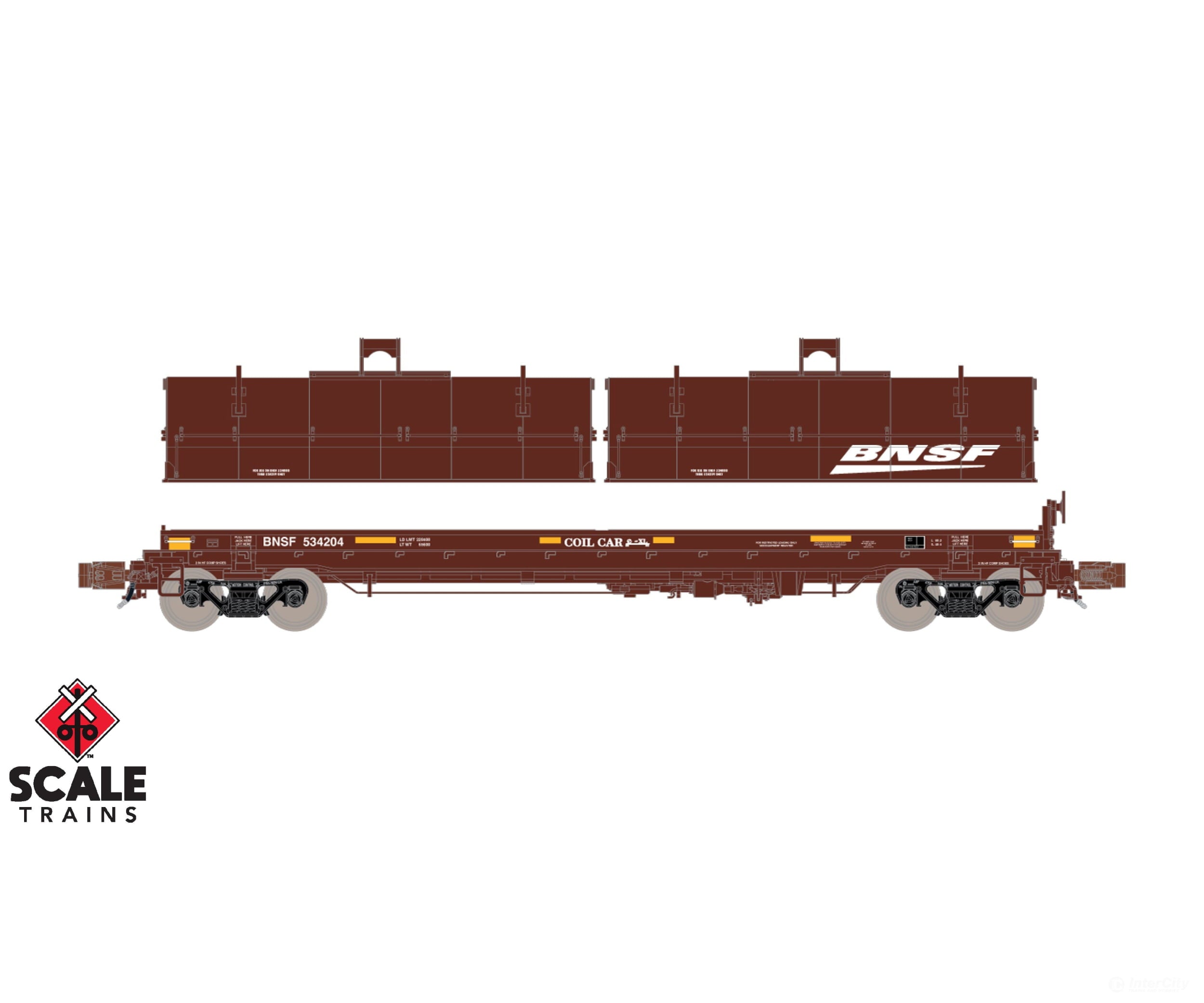 ScaleTrains SXT39471 Rivet Counter N Scale Thrall 48’ 2-Hood Coil Steel Car BNSF/Circle-Cross Body/Wedge Hoods 534219