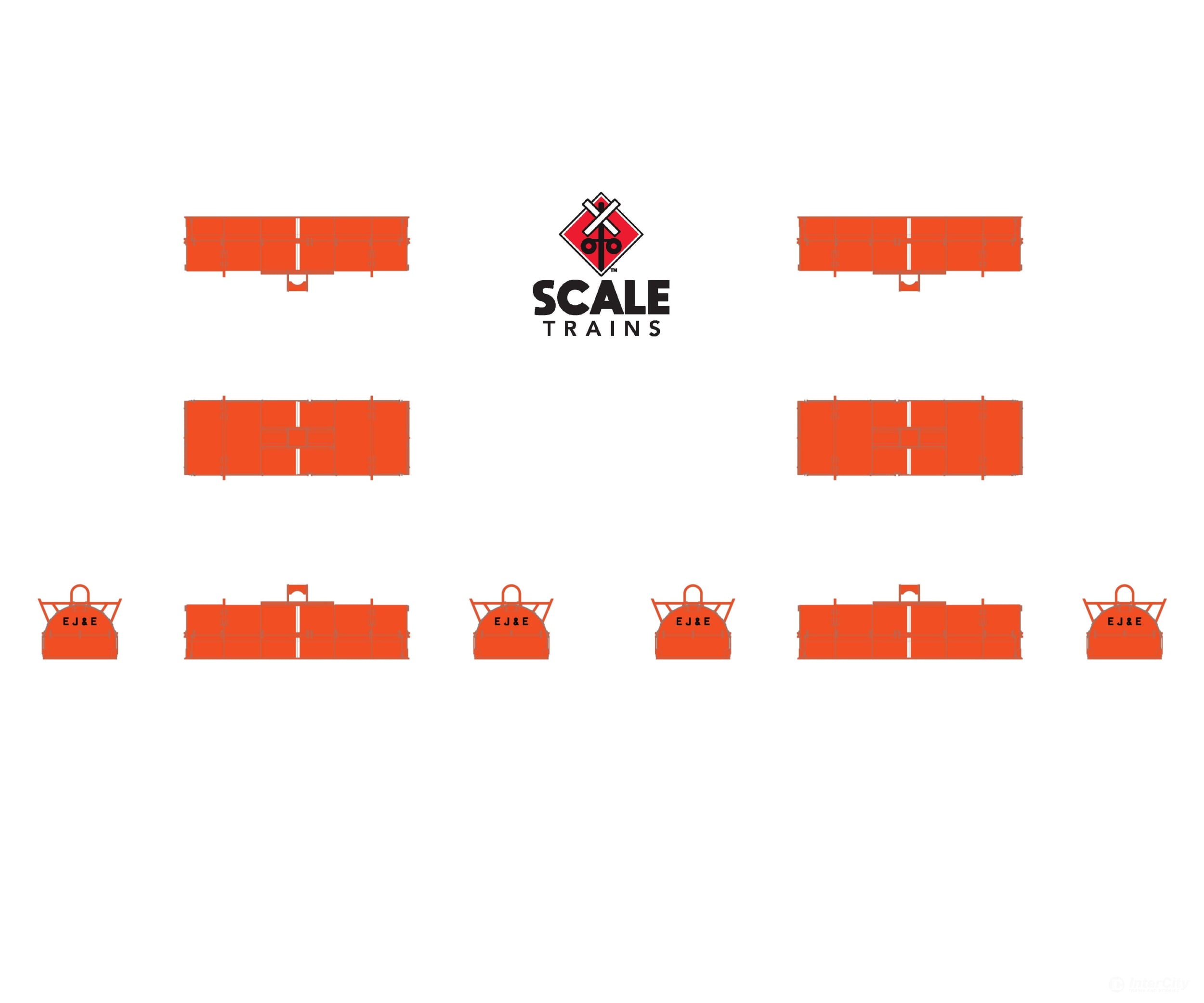 ScaleTrains SXT39478 Rivet Counter N Scale Thrall 48’ 2-Hood Coil Steel Car Elgin Joliet & Eastern/Black Carbody/Orange