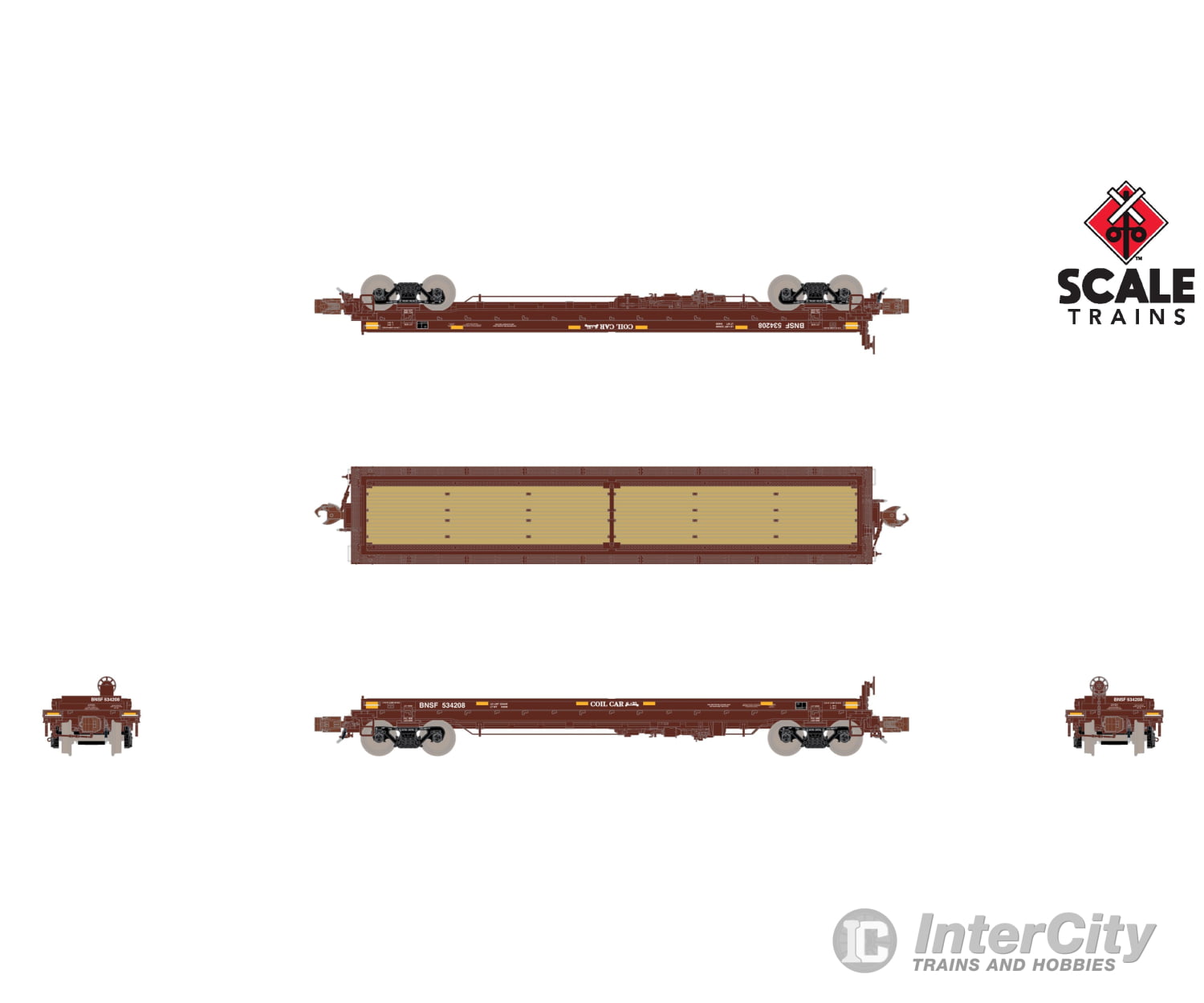 ScaleTrains SXT39490 Rivet Counter N Scale Thrall 48’ 2-Hood Coil Steel Car BNSF/ATSF Hood and PC Hood 534208 Freight