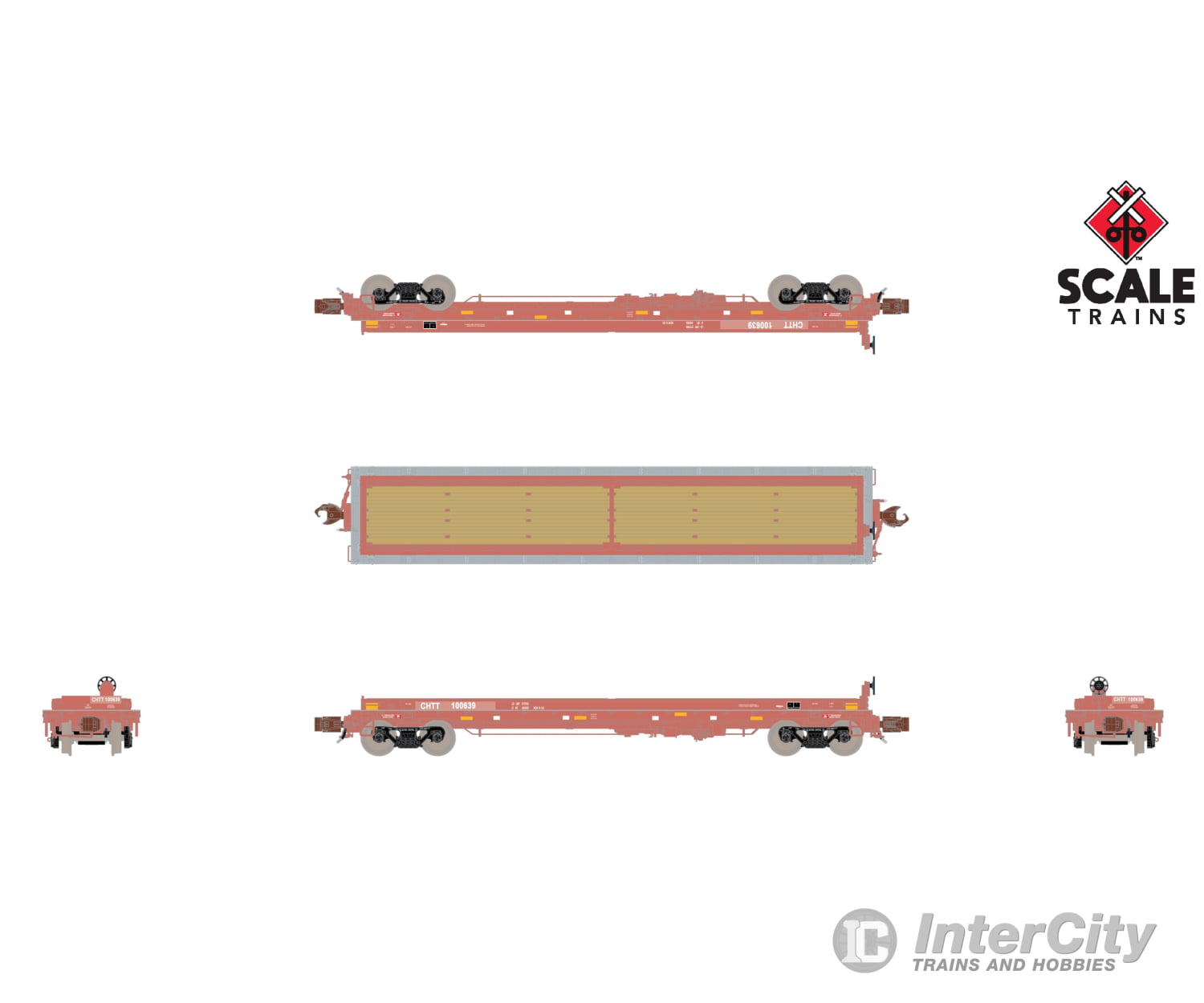 ScaleTrains SXT39494 Rivet Counter N Scale Thrall 48’ 2-Hood Coil Steel Car CHTT/Distressed/ATSF and CSX Hoods 100639