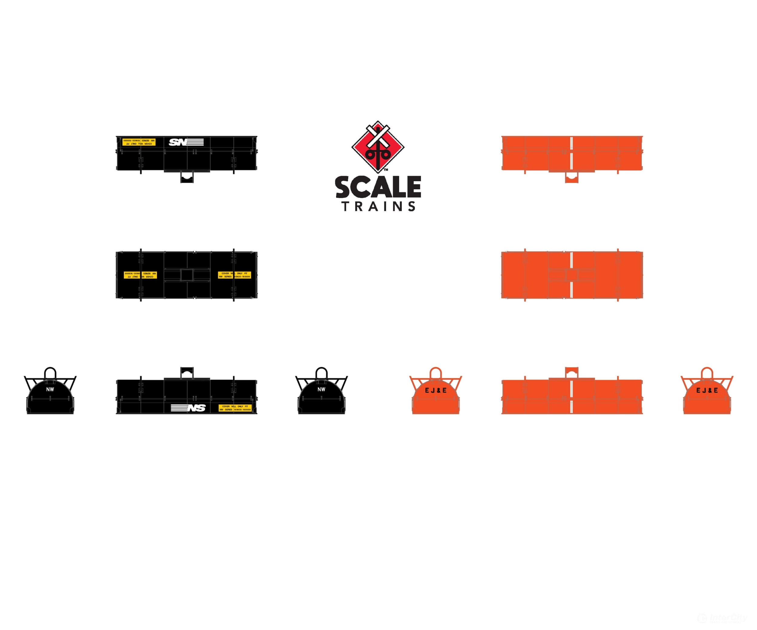 ScaleTrains SXT39495 Rivet Counter N Scale Thrall 48’ 2-Hood Coil Steel Car Elgin Joliet & Eastern/Black Carbody/EJ&E