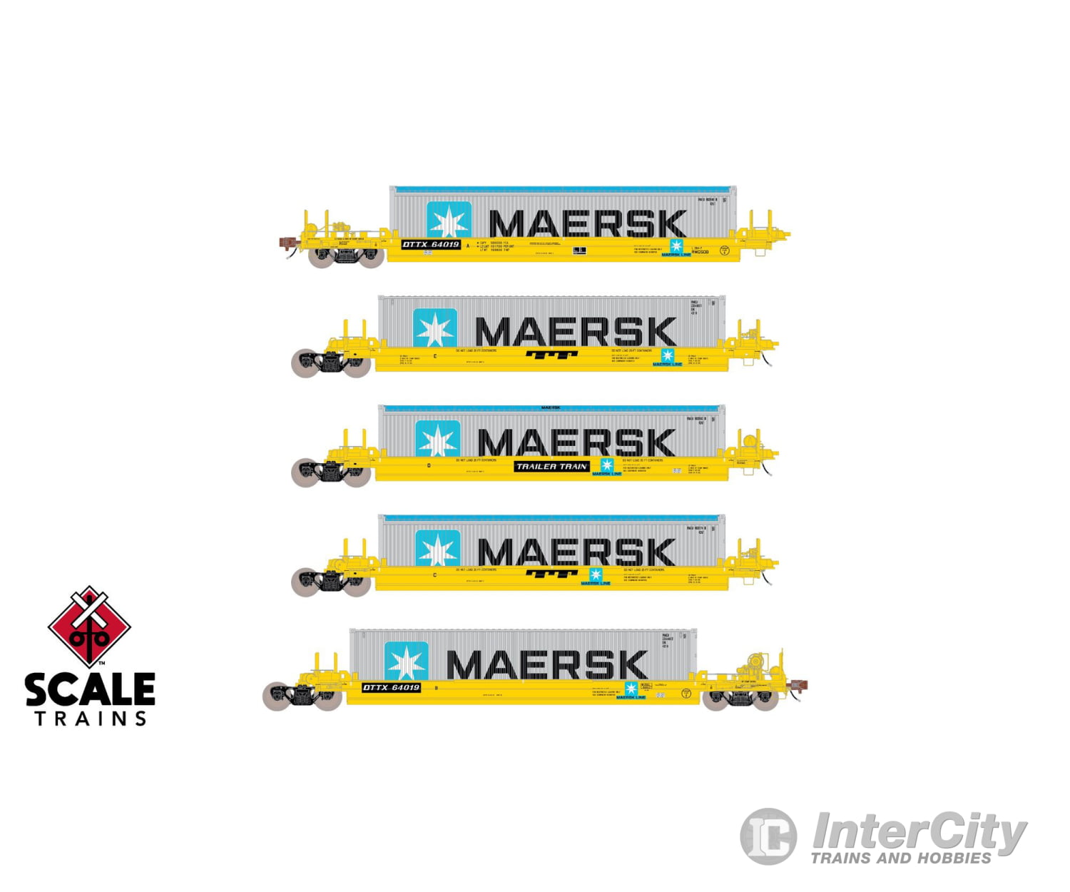 ScaleTrains SXT40079 Rivet Counter HypoTypical HO Scale Pullman-Standard Trinity Backpacker Well Car Set with