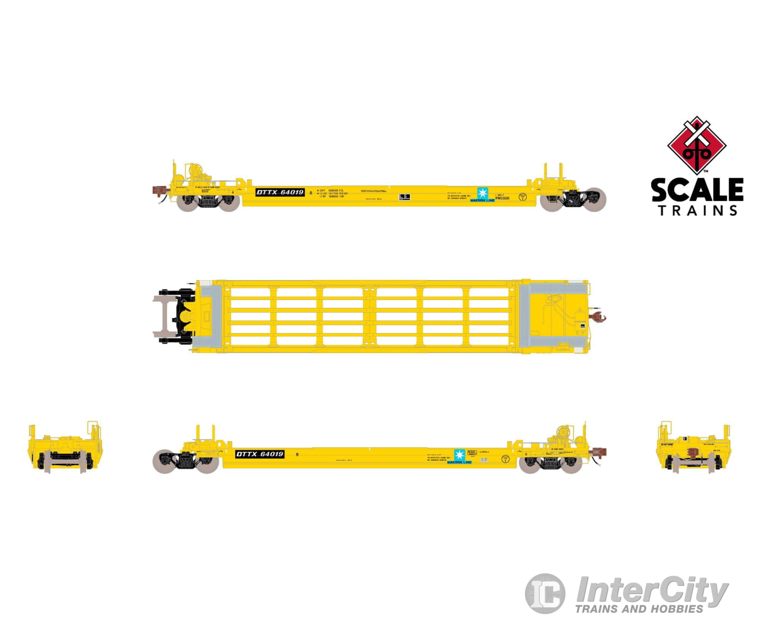 ScaleTrains SXT40079 Rivet Counter HypoTypical HO Scale Pullman-Standard Trinity Backpacker Well Car Set with