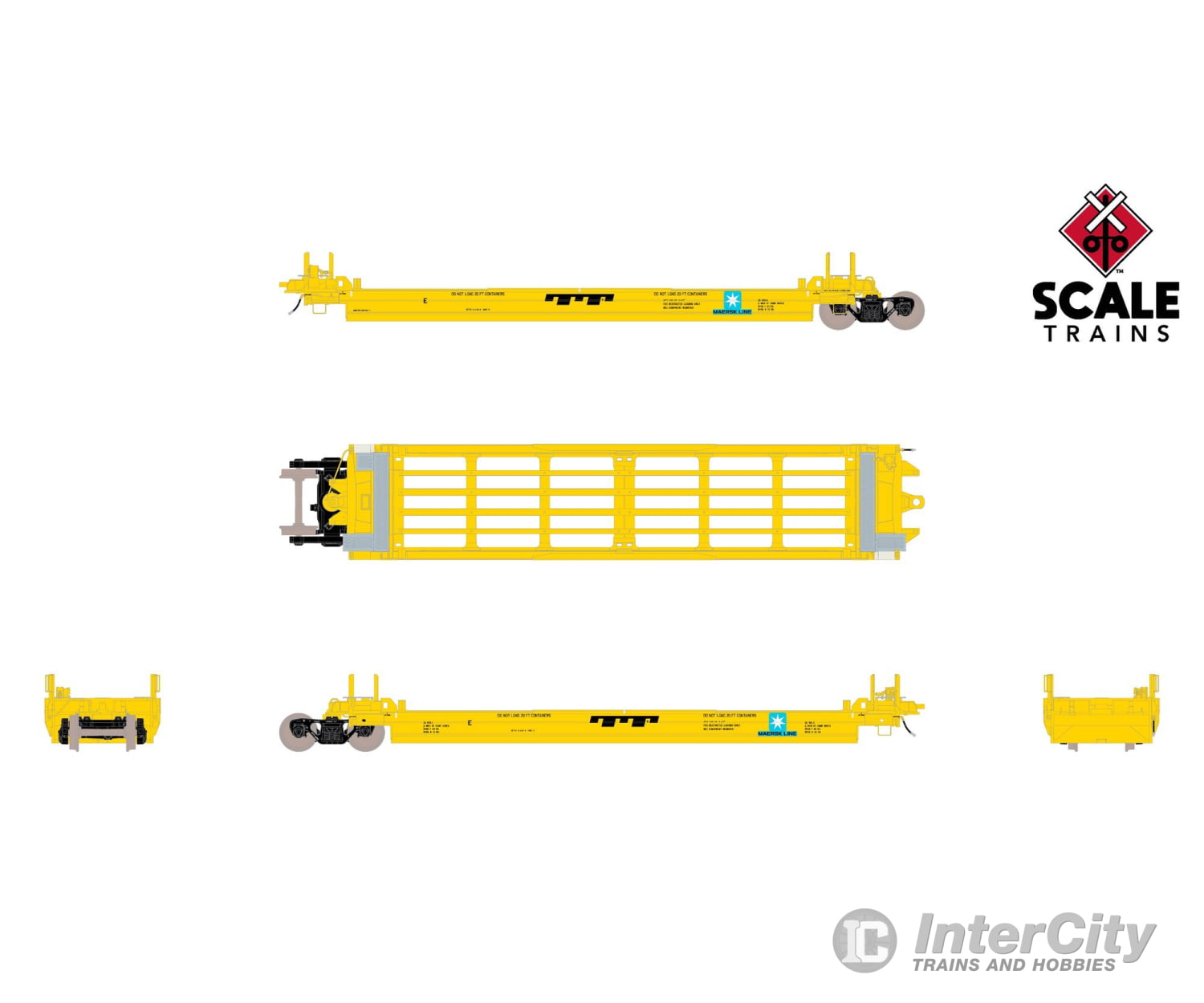 ScaleTrains SXT40079 Rivet Counter HypoTypical HO Scale Pullman-Standard Trinity Backpacker Well Car Set with