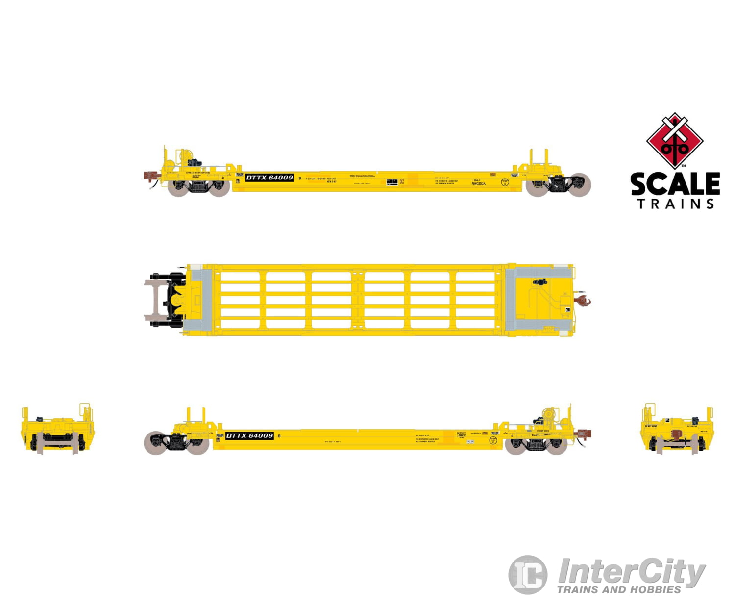 ScaleTrains SXT40083 Rivet Counter HO Scale Pullman-Standard Trinity Backpacker Well Car Set (5) Trailer Train/Speed