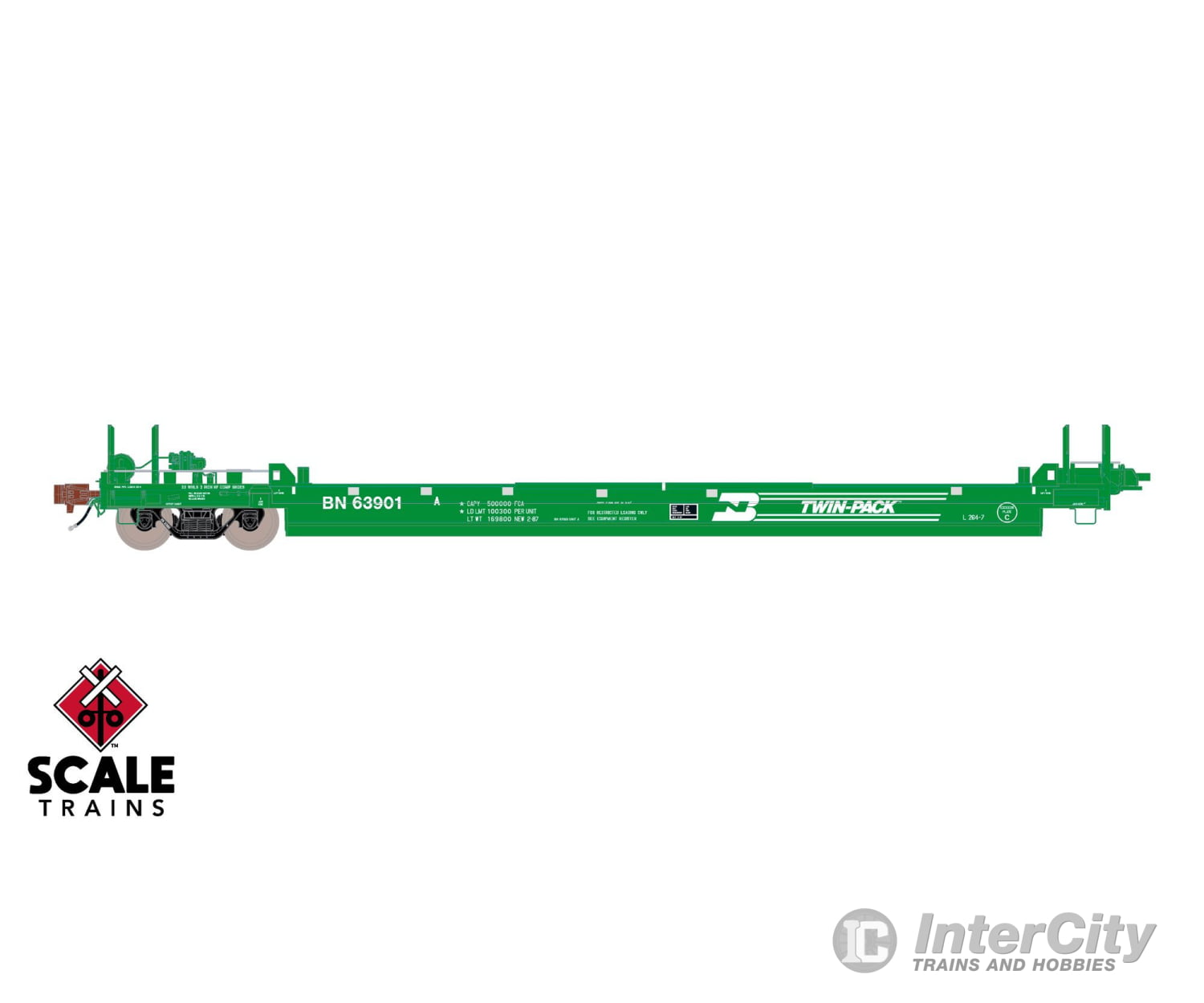 ScaleTrains SXT40086 Rivet Counter HO Scale Pullman-Standard Trinity Backpacker Well Car Set (5) Burlington